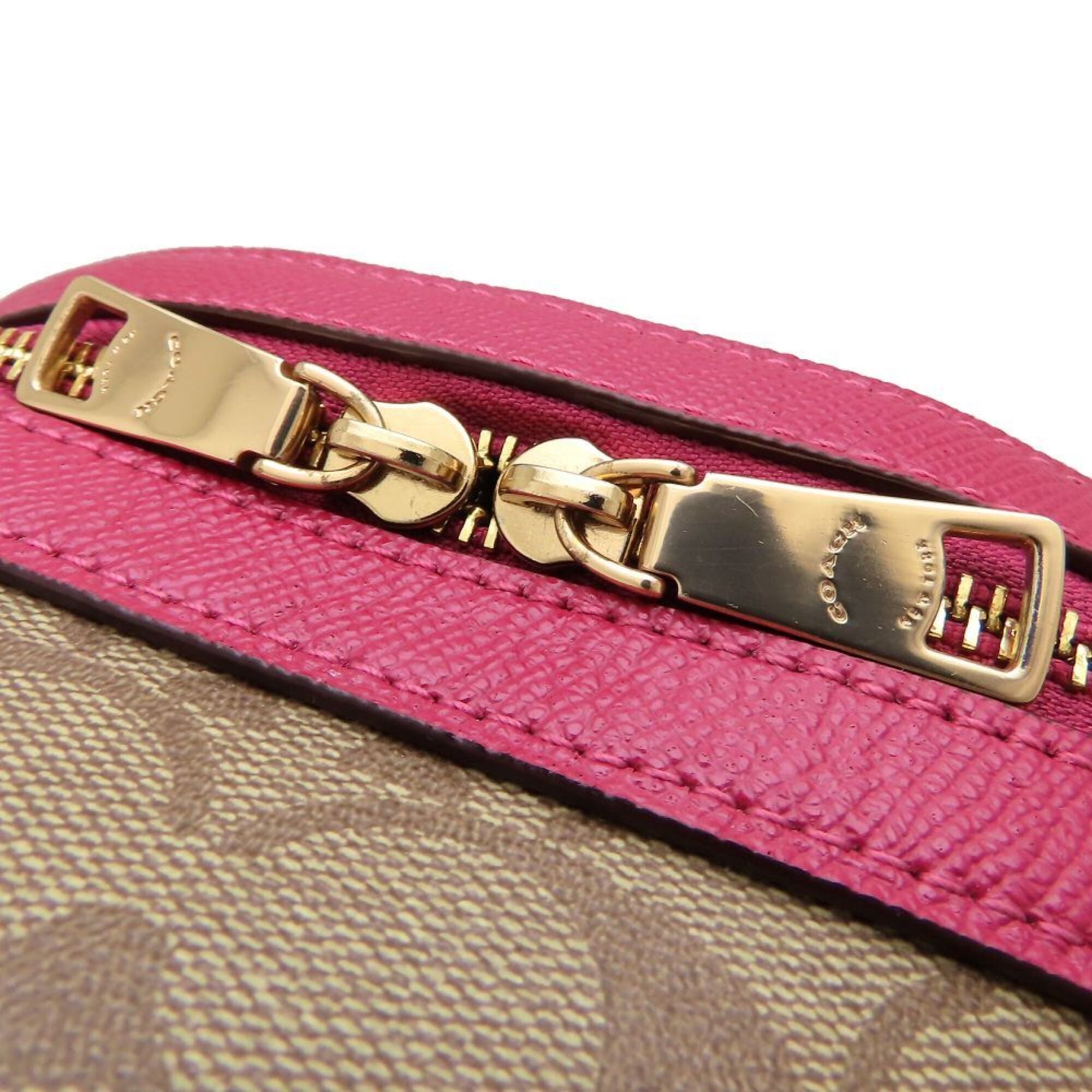 Coach Beige Pink Canvas Leather Backpack (Pre-Owned)