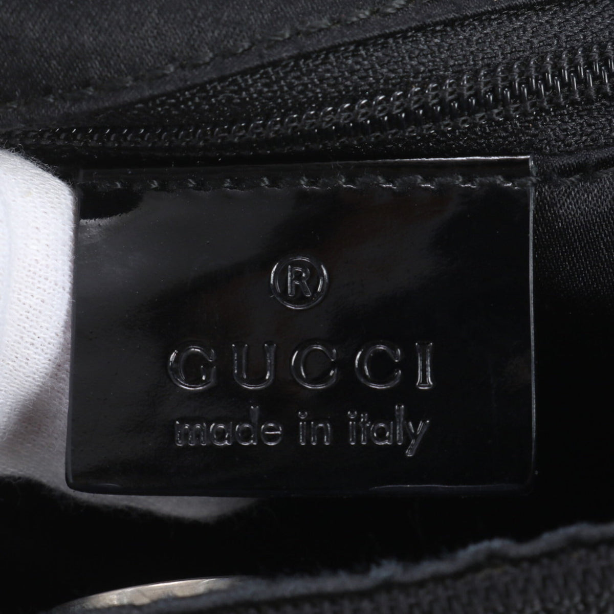 Gucci Black Leather Canvas Handbag Shoulder Bag Tote Bag (Pre-Owned)