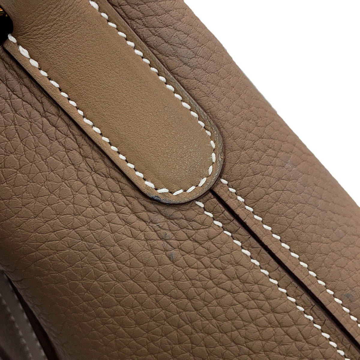 Hermes Etoupe Gray Taurillon Clemence Leather Swift Leather Tote Bag (Pre-Owned)