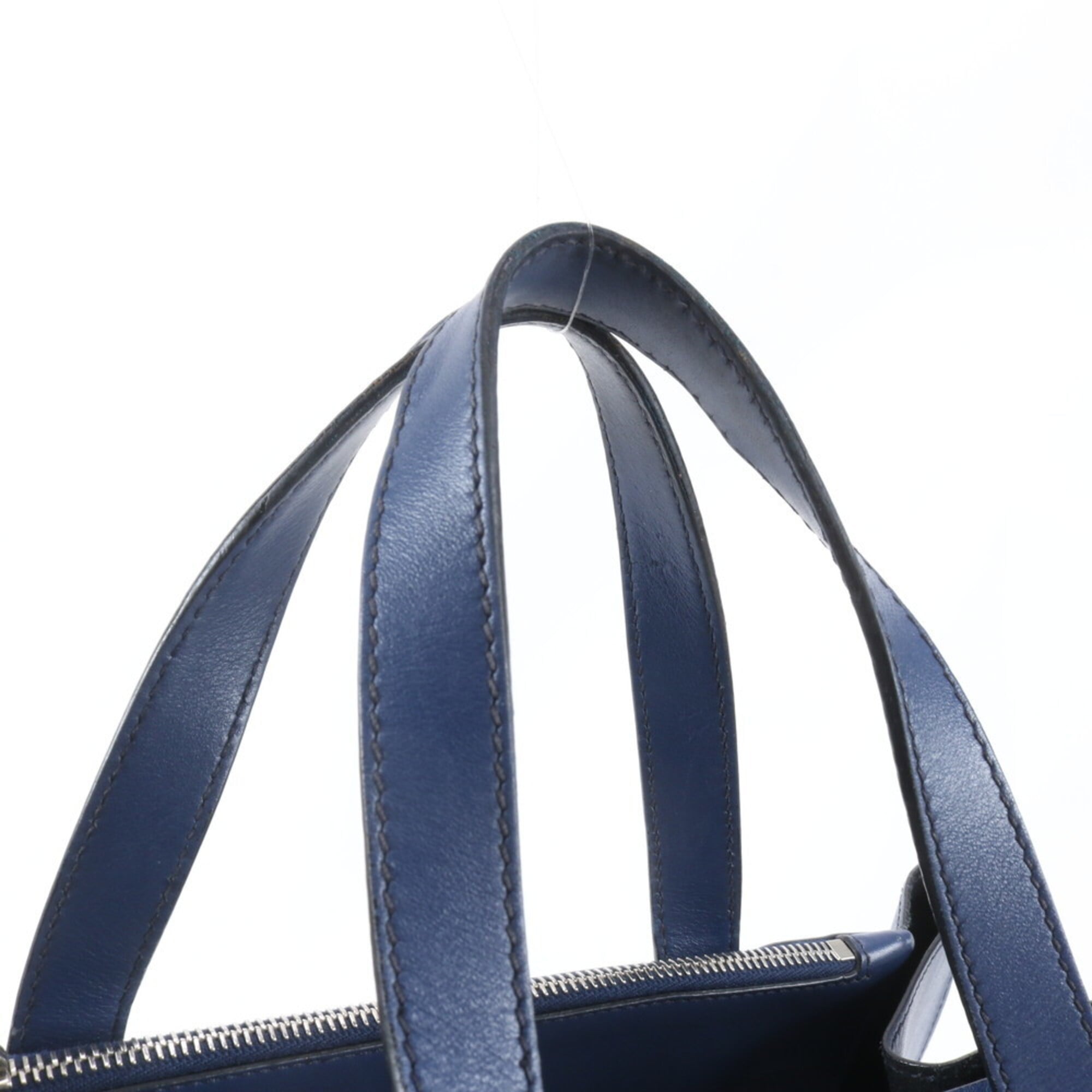 Prada Blue Leather Handbag Tote Bag (Pre-Owned)