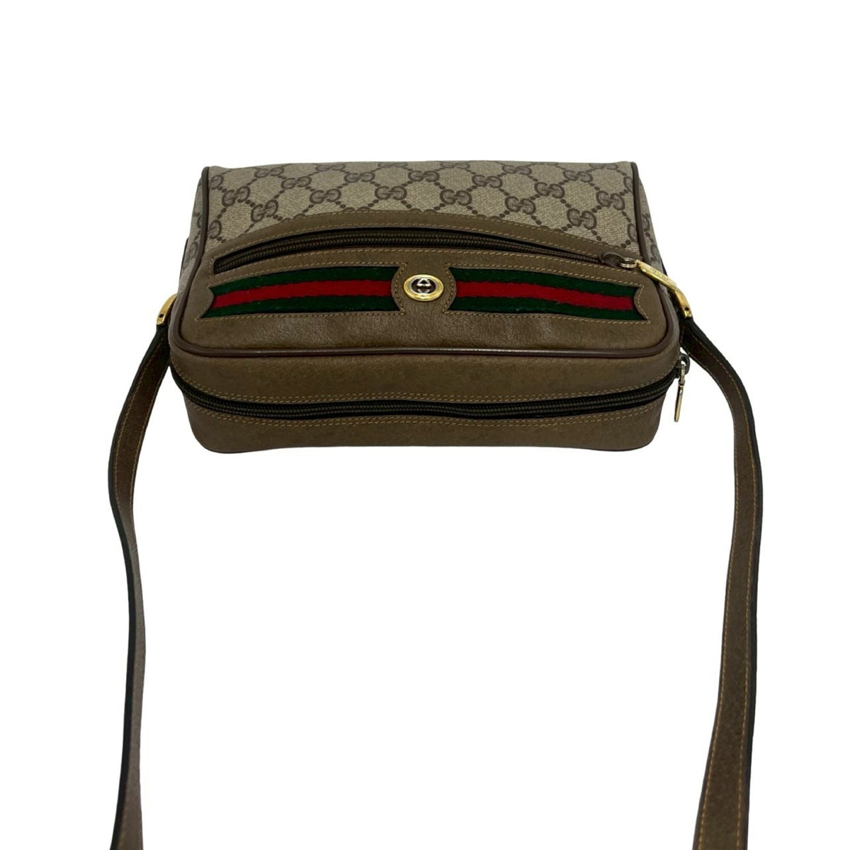 Gucci Brown Green Red Color Leather Pvc Pochette Shoulder Bag (Pre-Owned)