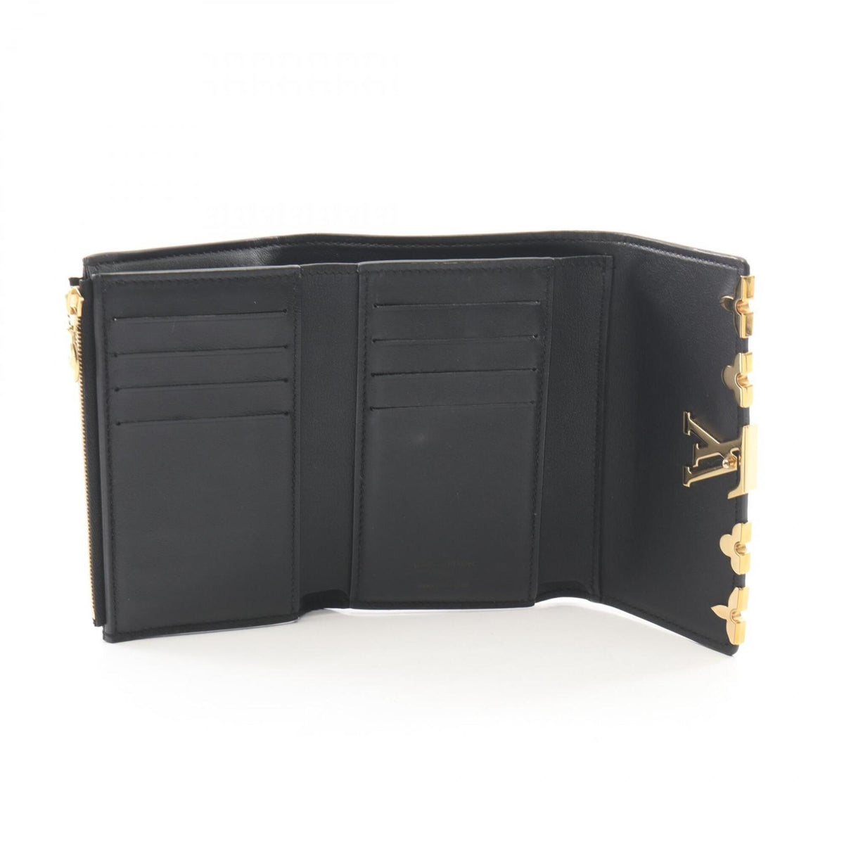 Louis Vuitton Black Leather Wallet (Tri-Fold) (Pre-Owned)
