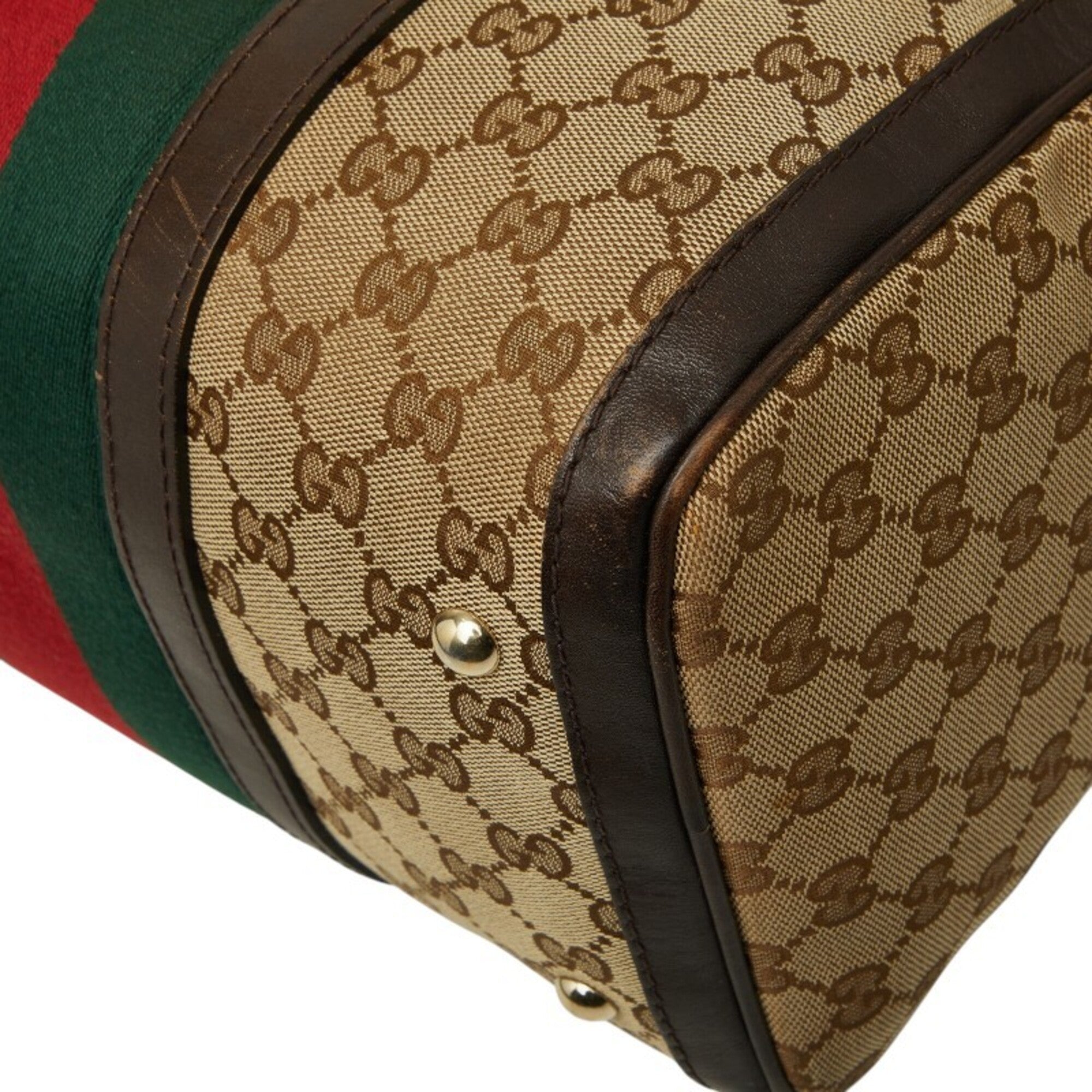 Gucci Beige Brown Canvas Leather Handbag Shoulder Bag (Pre-Owned)