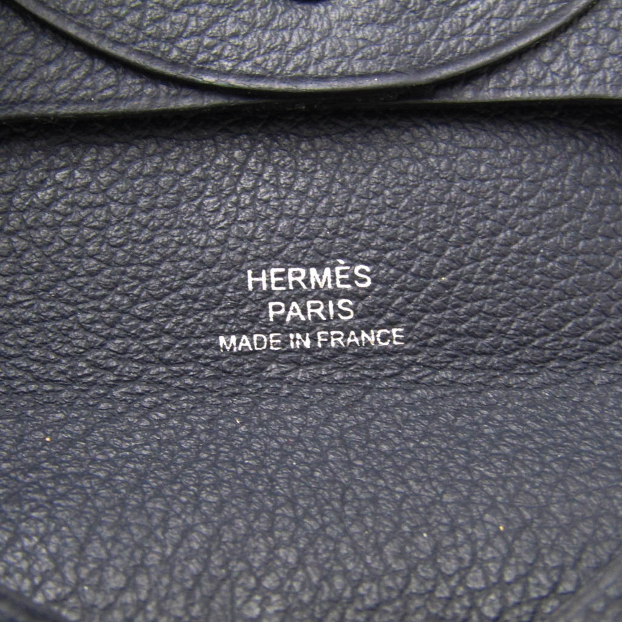 Hermes Bastia Navy Leather Coin Purse/Coin Case (Pre-Owned)