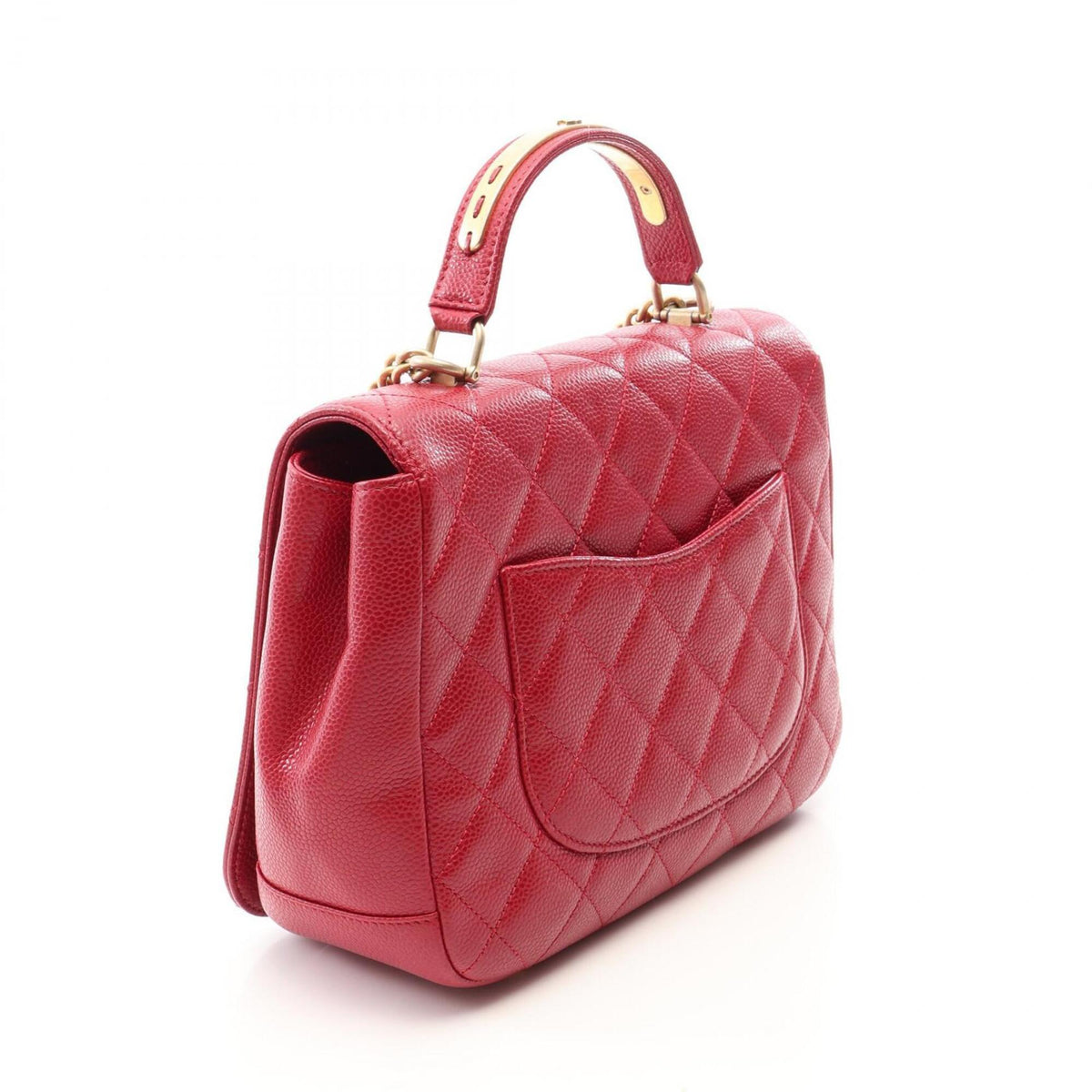 Chanel Red Color Grained Calfskin Handbag Shoulder Bag (Pre-Owned)