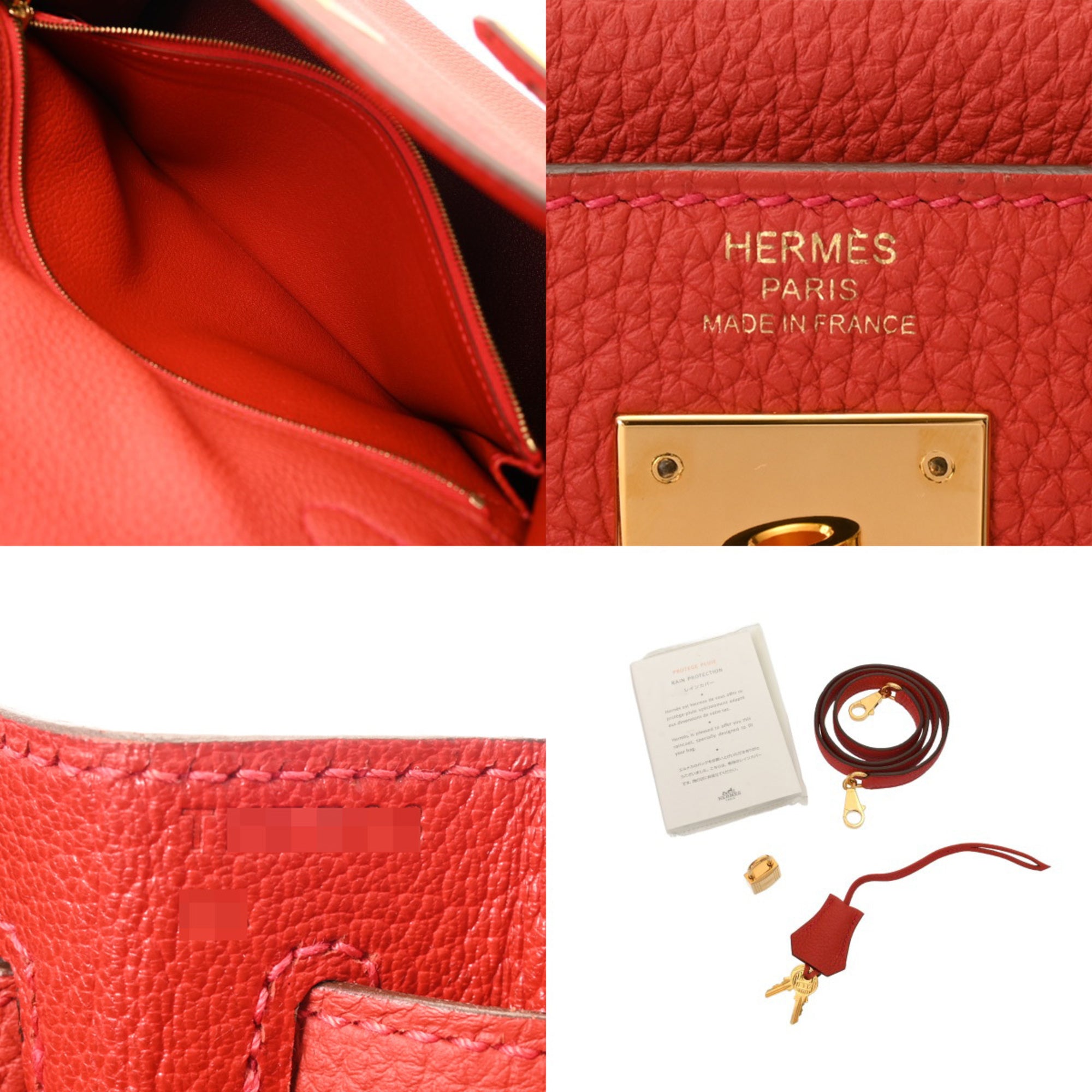 Hermes Vermilion Taurillon Clemence Leather Handbag (Pre-Owned)