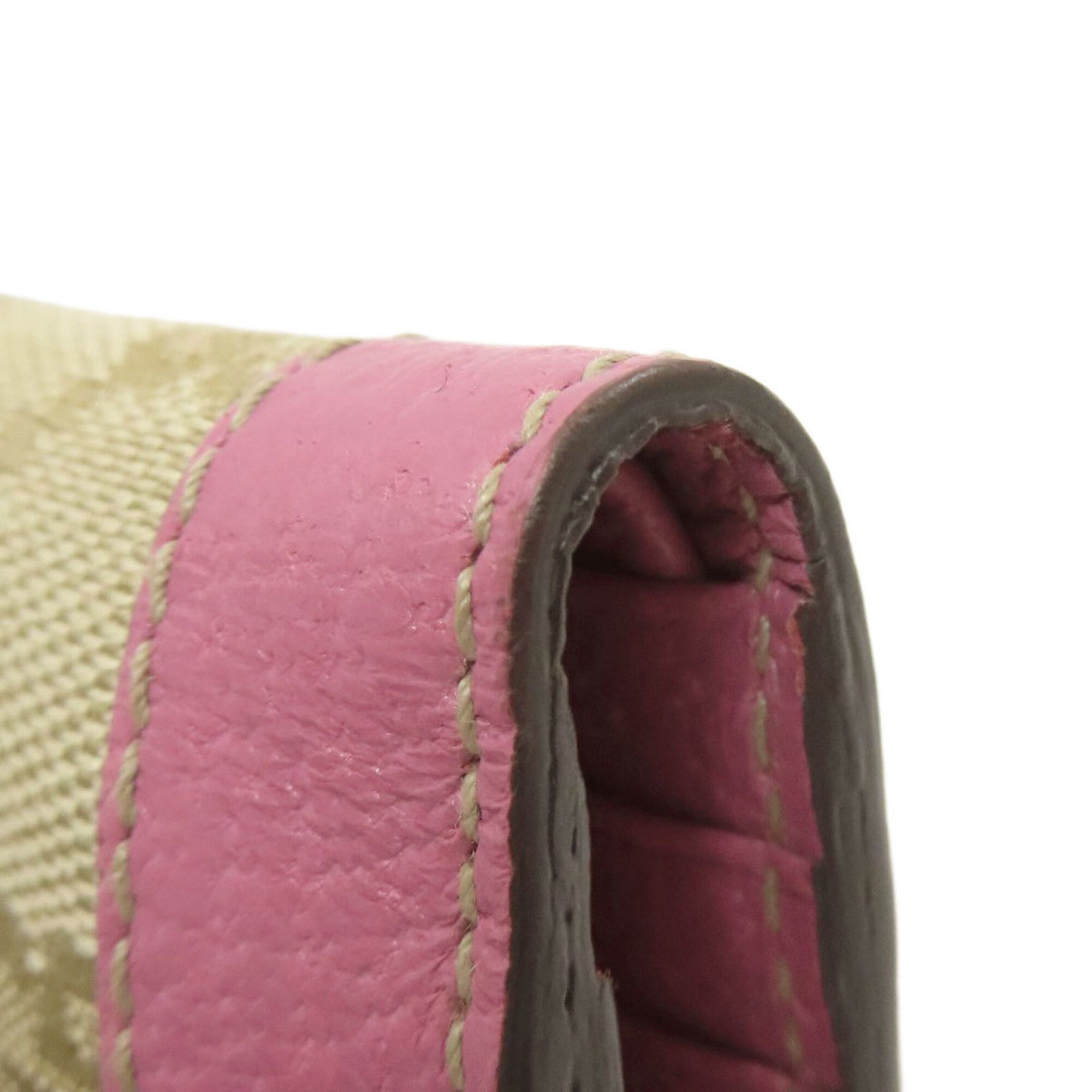 Gucci Brown Pink Canvas Leather Wallet (Bi-Fold) (Pre-Owned)