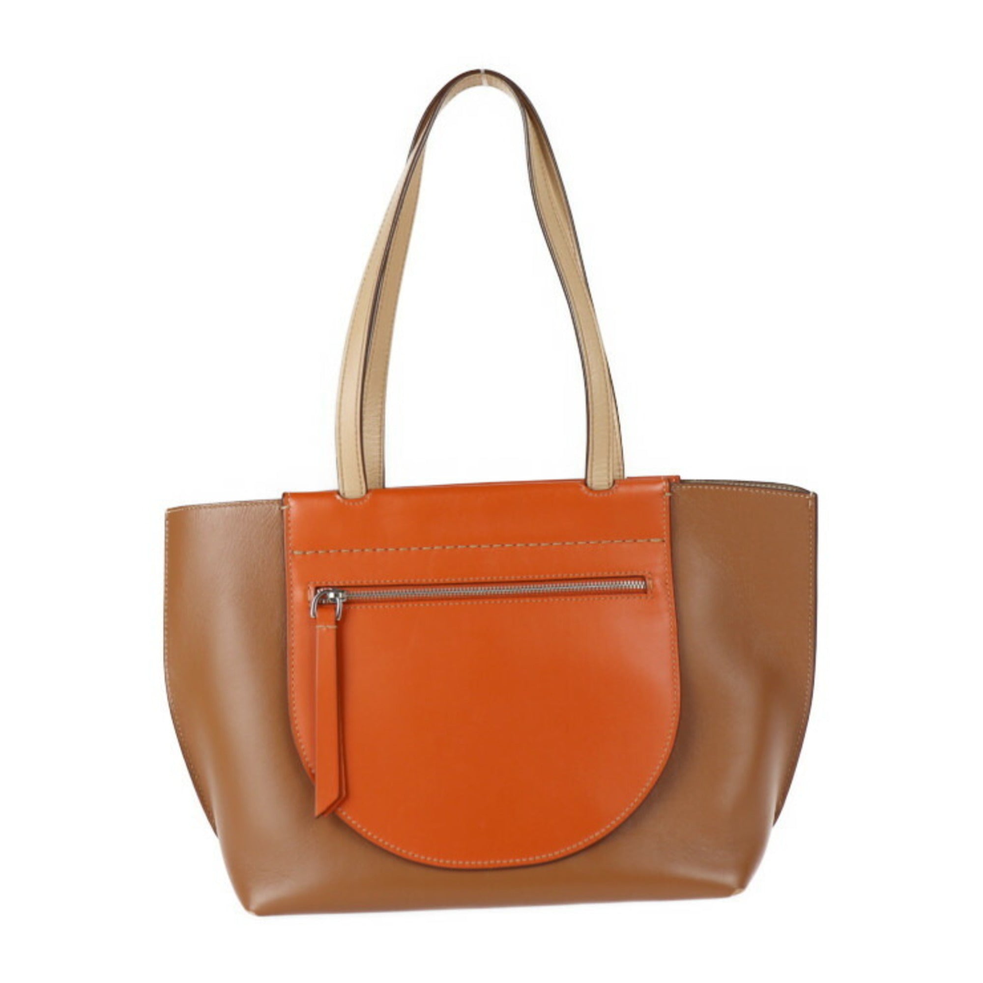 Tod's Beige Brown Orange Leather Handbag Shoulder Bag Tote Bag (Pre-Owned)