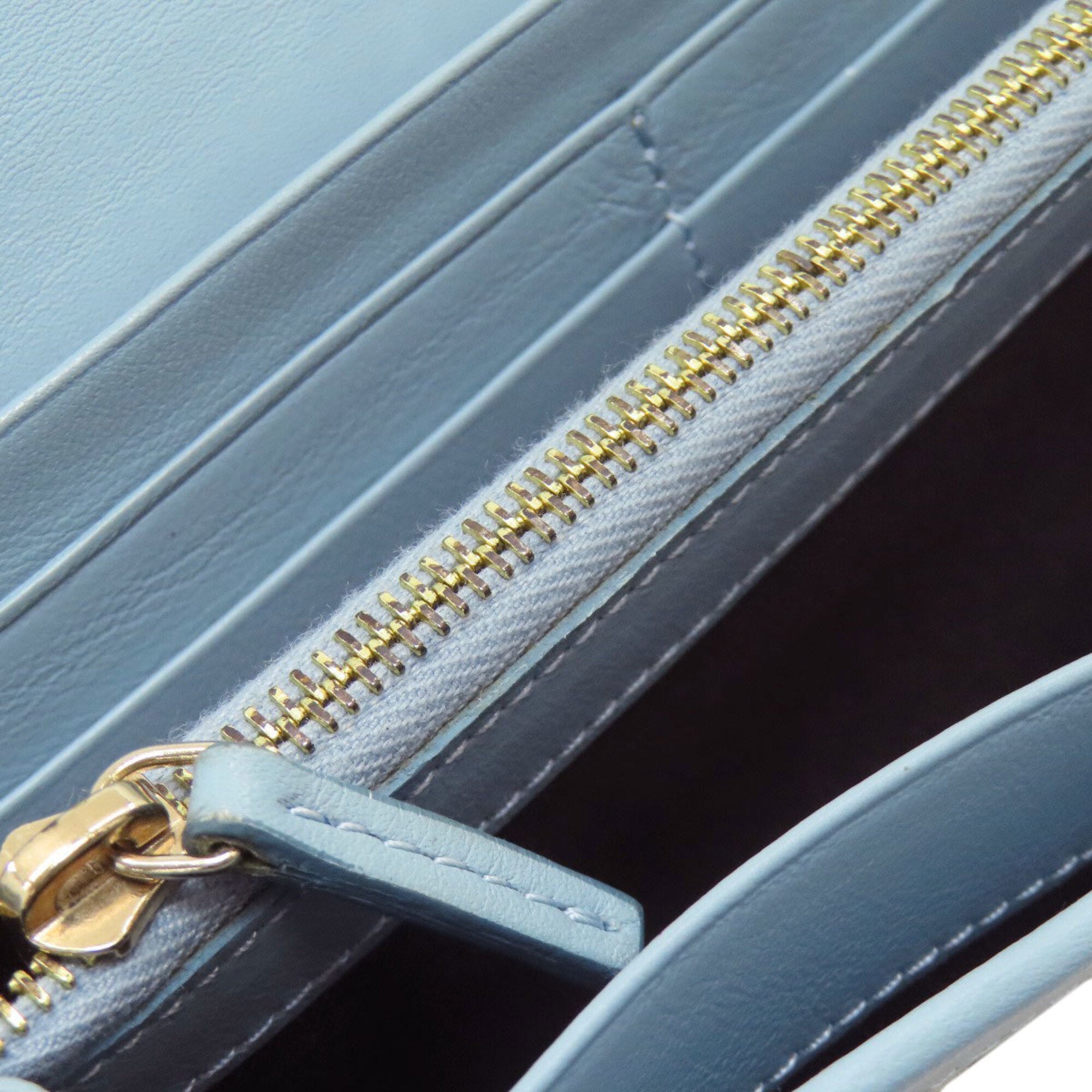 Fendi Zucchino Brown Light Blue Zucchino Long Wallet (Bi-Fold) (Pre-Owned)