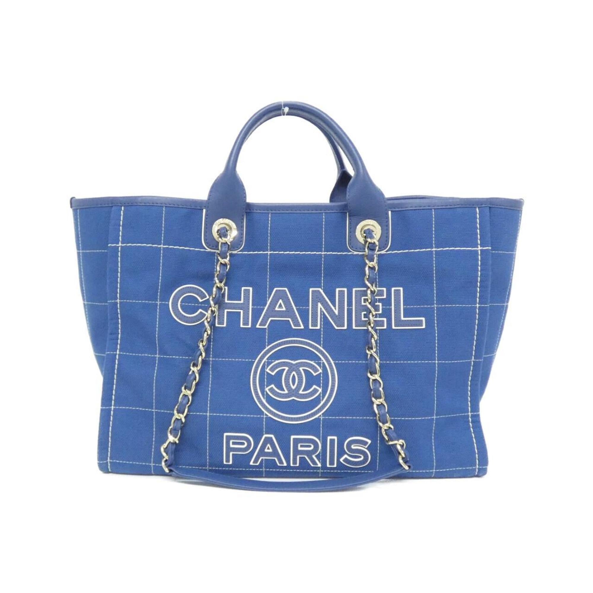 Chanel Blue White Cotton Handbag Pouch (Pre-Owned)