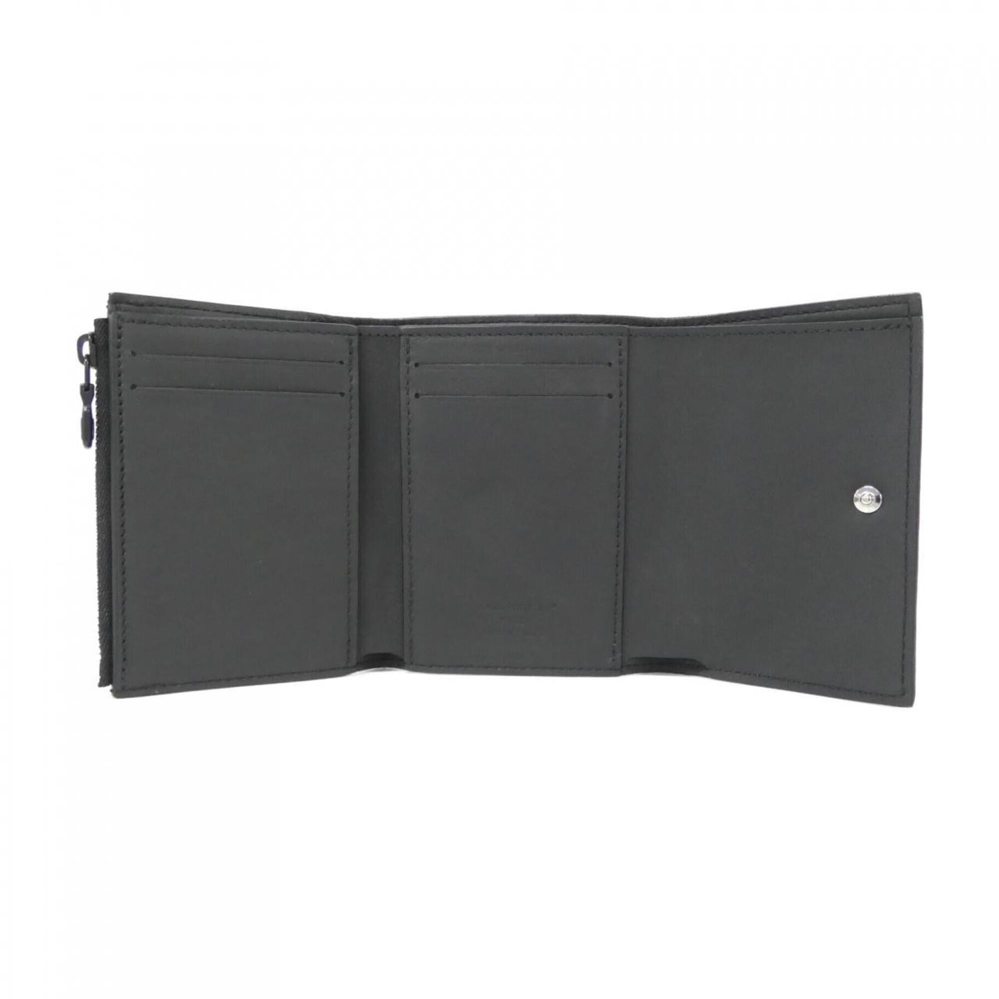 Louis Vuitton Monogram Shadow Black Leather Wallet (Tri-Fold) (Pre-Owned)