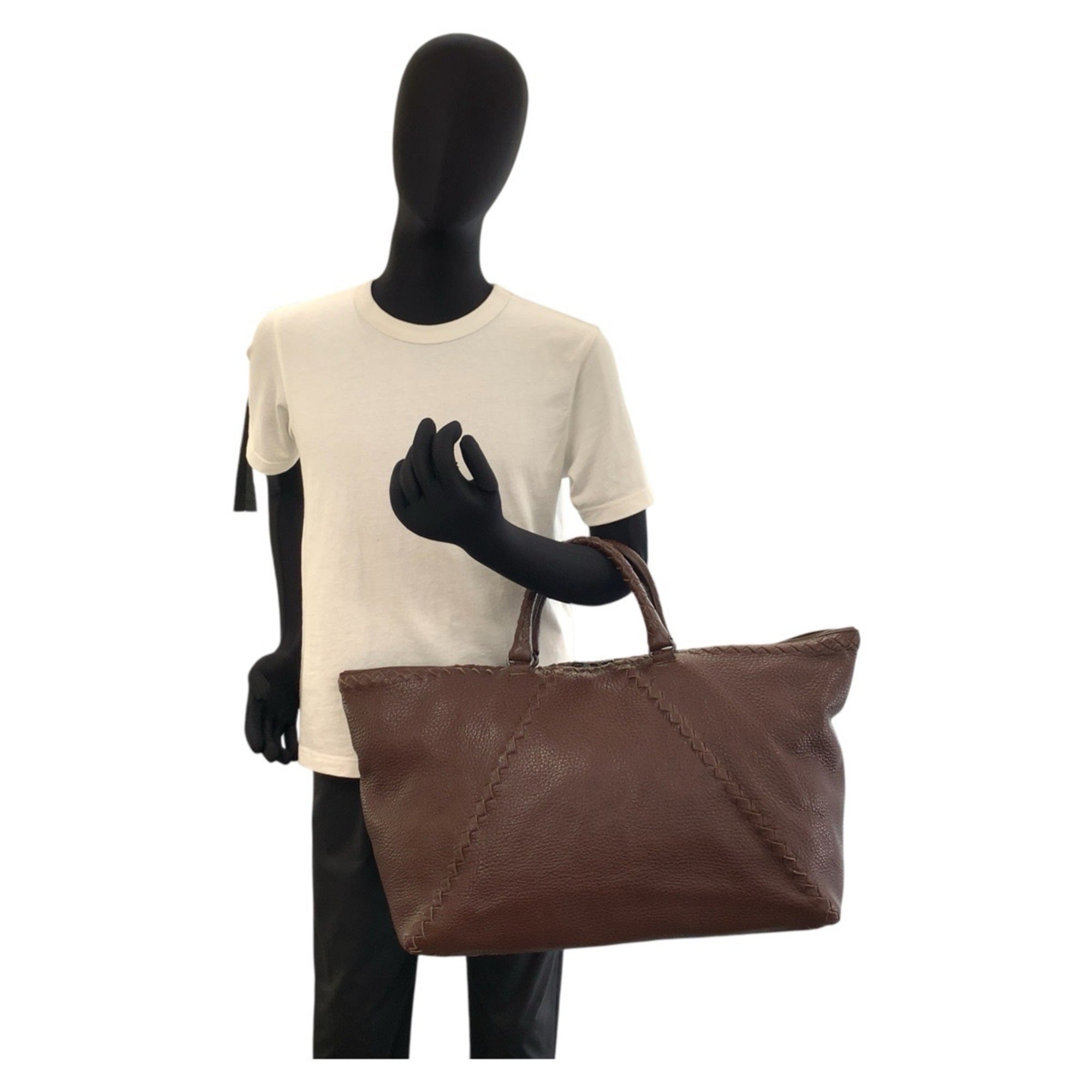 Bottega Veneta Brown Leather Handbag Tote Bag (Pre-Owned)