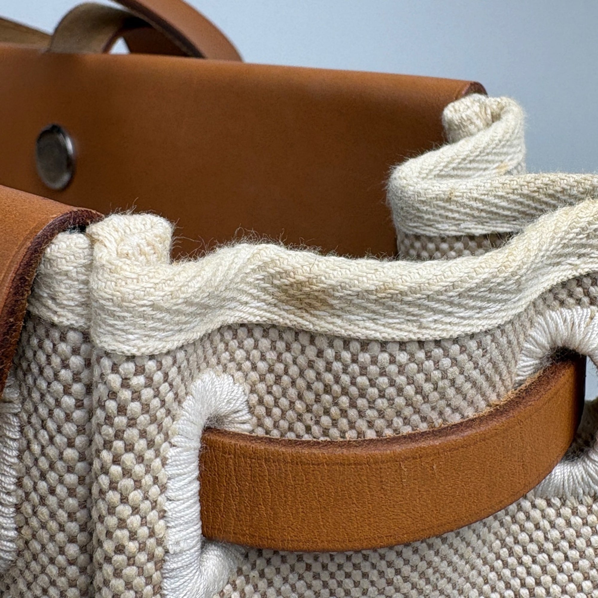 Hermes Brown Natural Toile H Shoulder Bag Tote Bag (Pre-Owned)