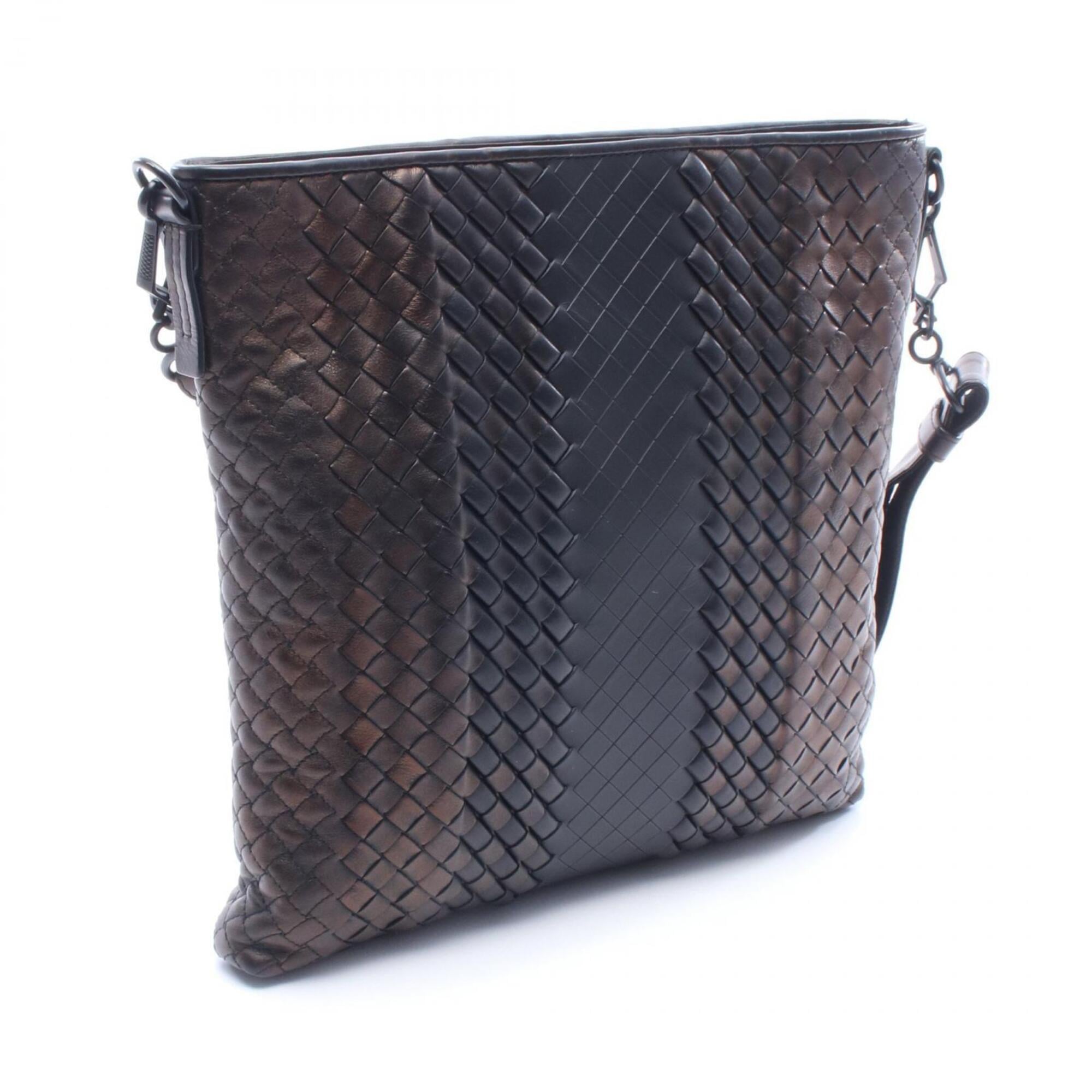 Bottega Veneta Intrecciato Black Brown Intrecciato Handbag Shoulder Bag (Pre-Owned)