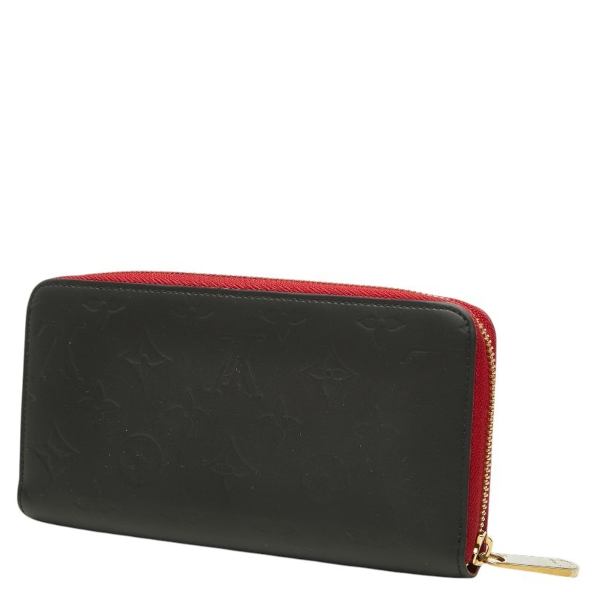 Louis Vuitton Black Red Color Leather Long Wallet (Bi-Fold) (Pre-Owned)
