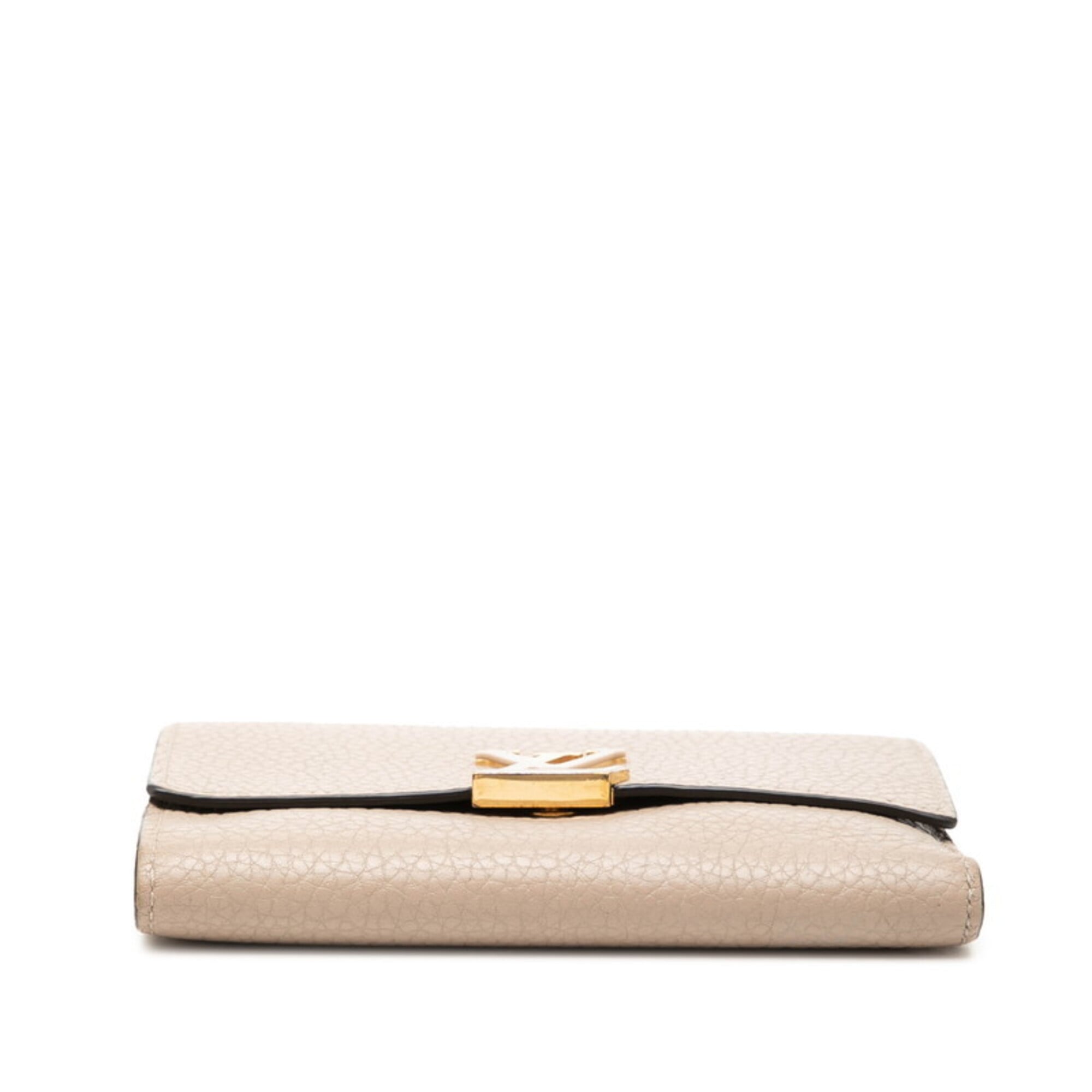 Louis Vuitton Beige Galle Leather Wallet (Tri-Fold) (Pre-Owned)
