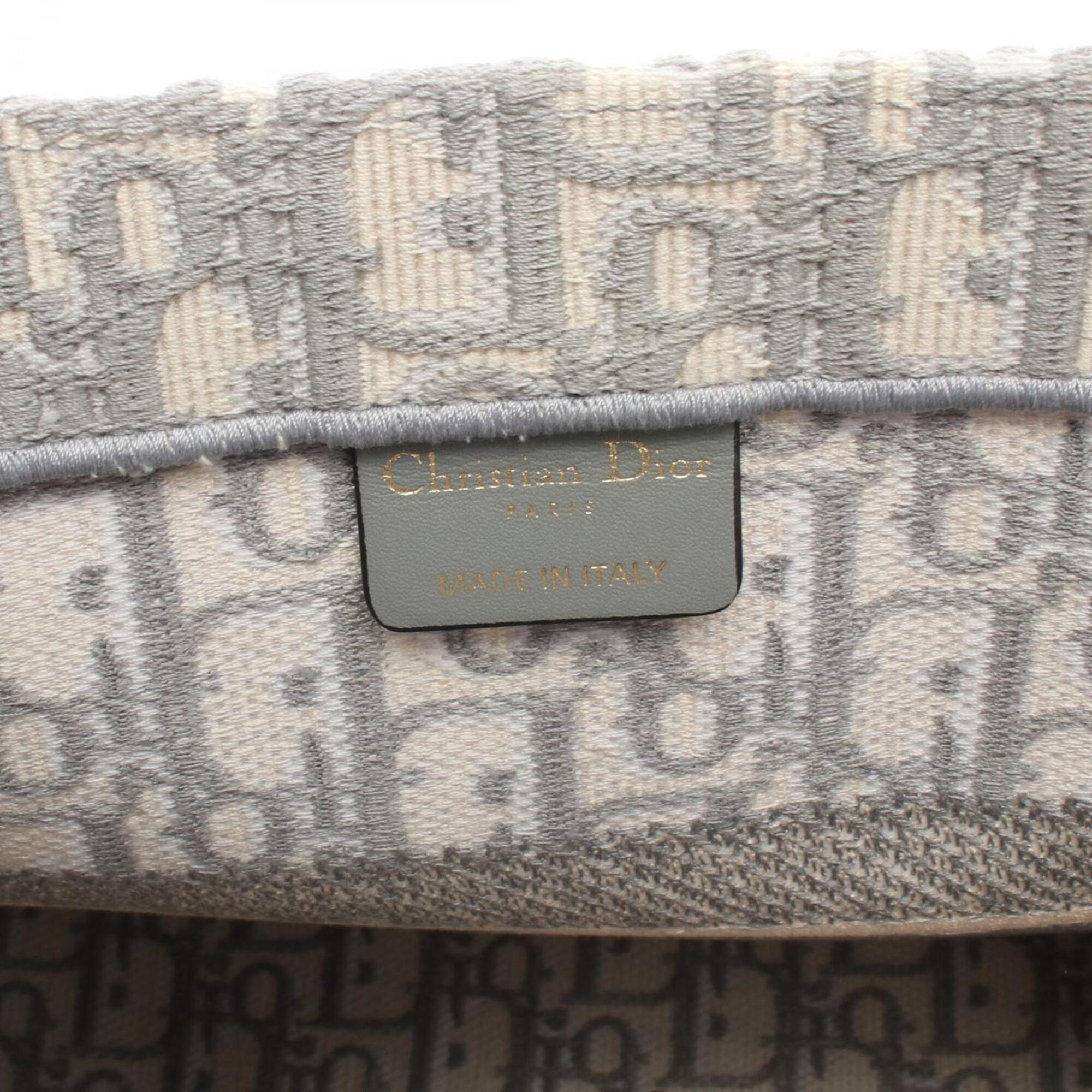 Christian Dior Gray White Canvas Handbag Tote Bag (Pre-Owned)