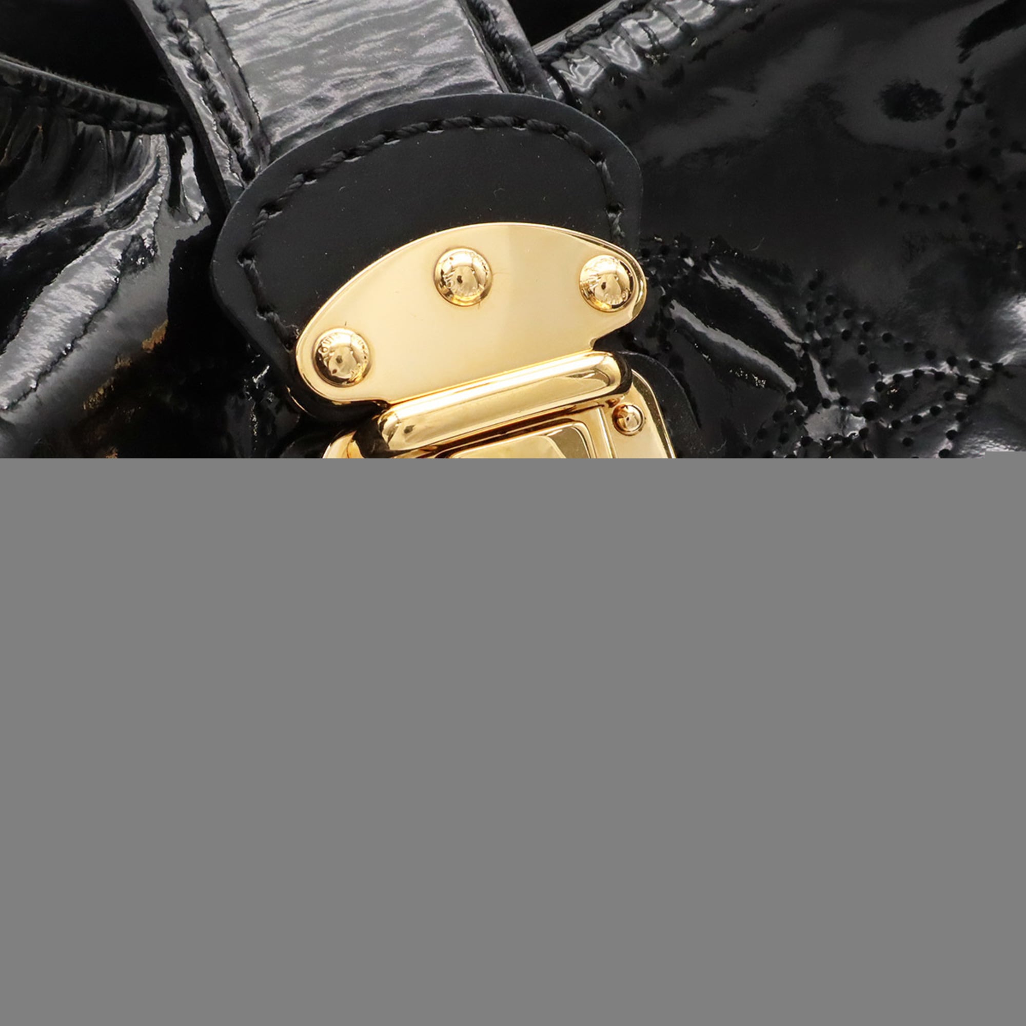 Louis Vuitton Black Noir White Patent Leather Shoulder Bag Tote Bag (Pre-Owned)