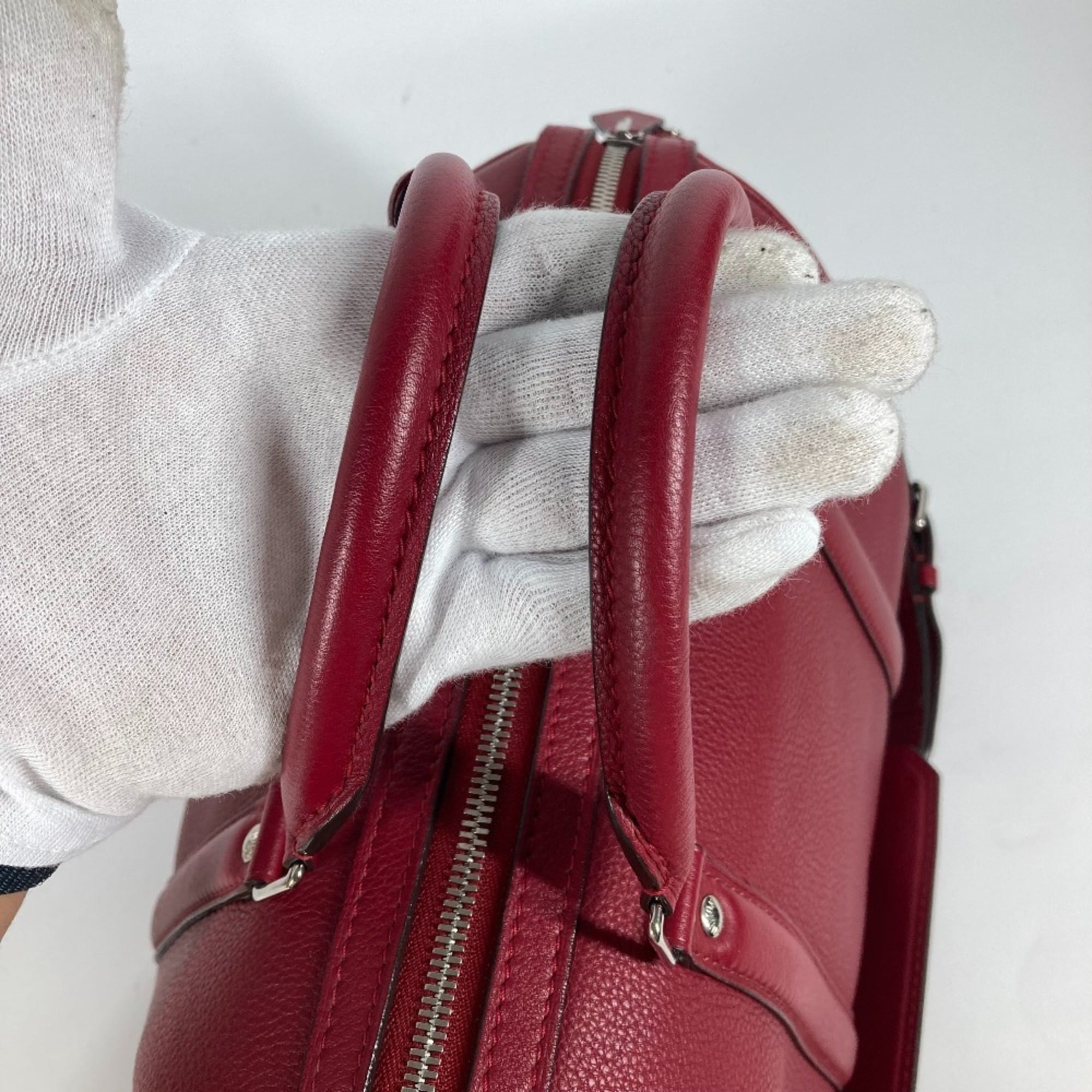 Louis Vuitton Cherry Red Color Veau Cachemire Leather Boston Bag Handbag Shoulder Bag (Pre-Owned)