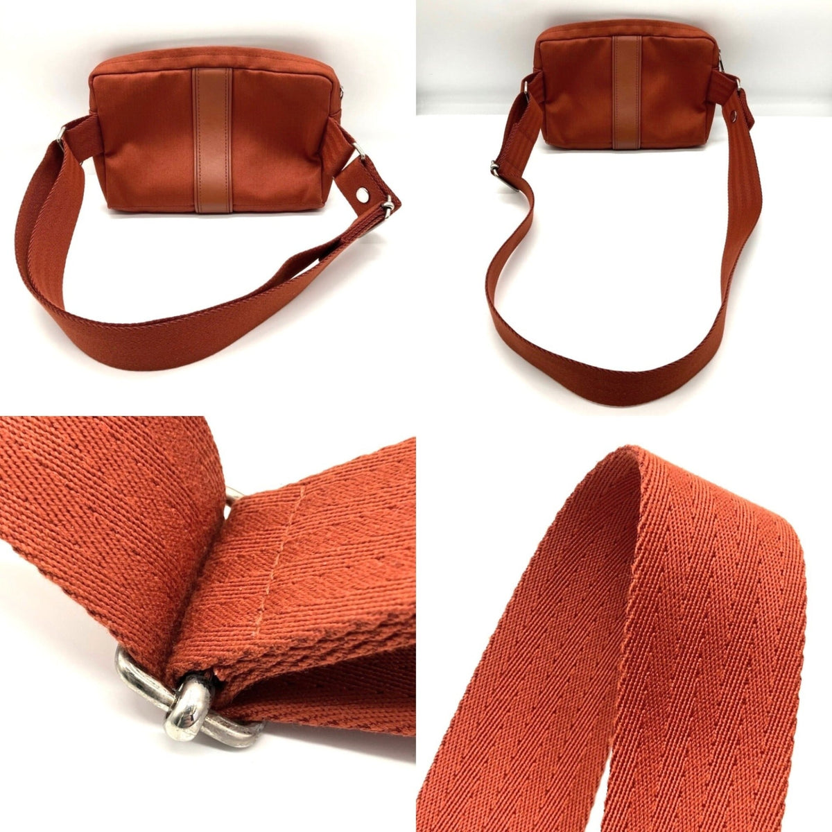 Hermes Acapulco Orange Toile Chevron Leather Fanny Pack Pochette (Pre-Owned)