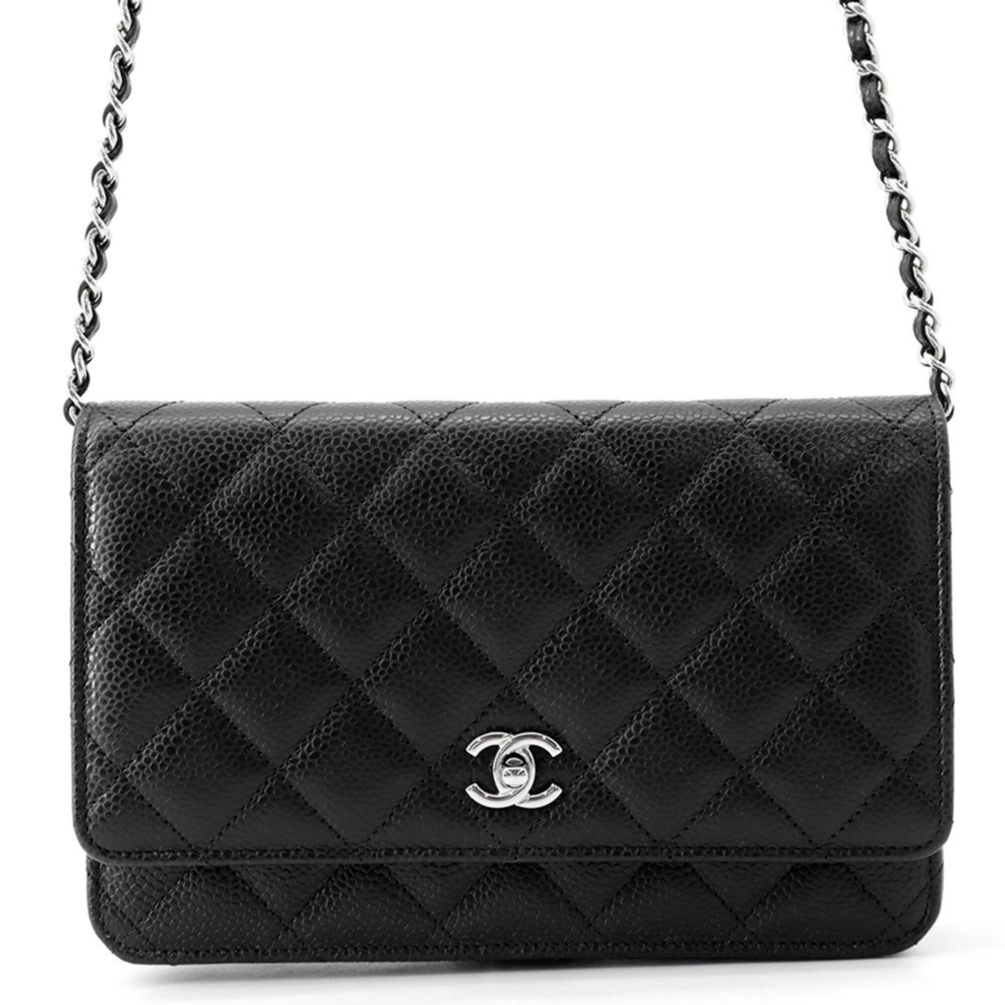 Chanel Matelasse Black Grained Calfskin Chain/Shoulder Wallet (Pre-Owned)