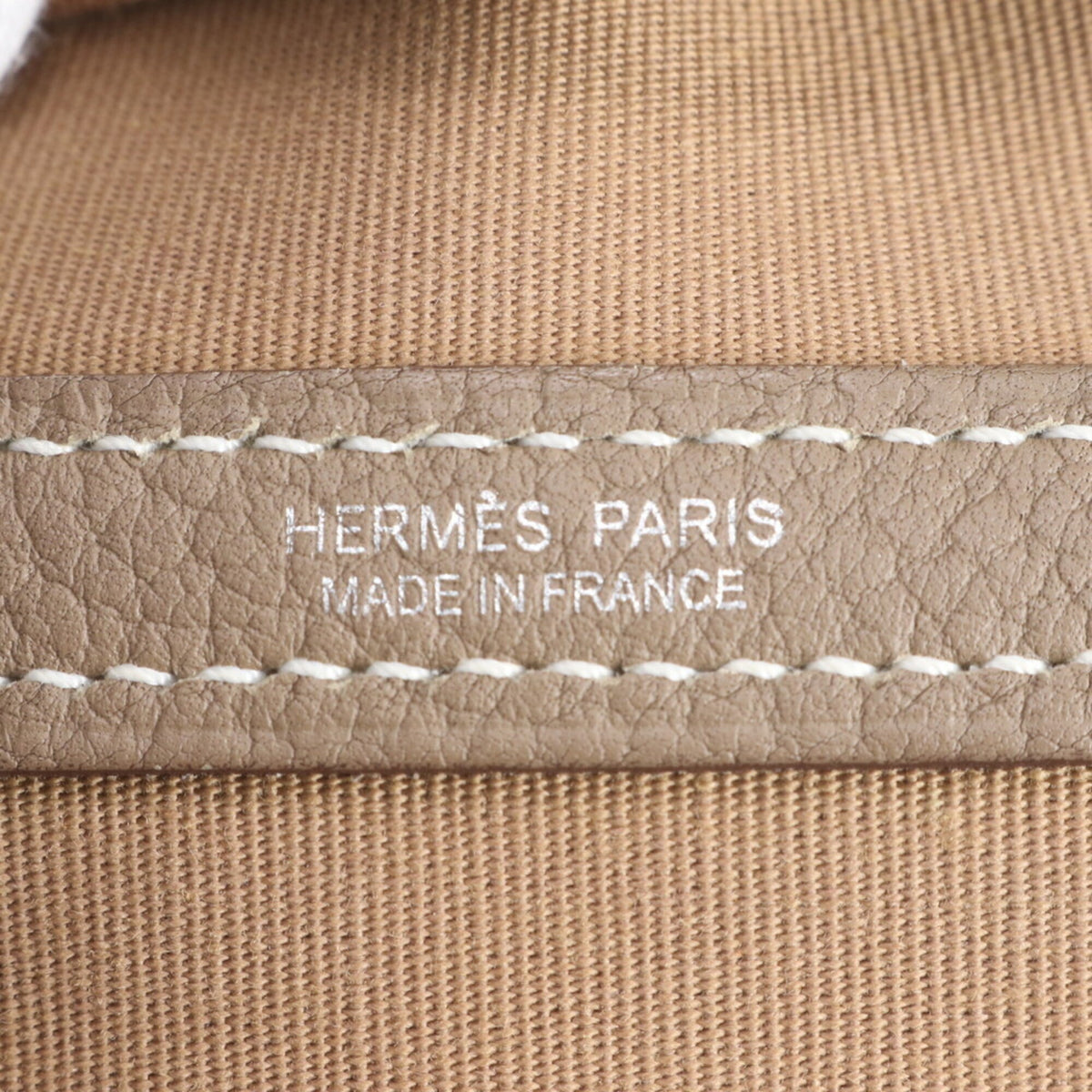 Hermes Beige Leather Canvas Shoulder Bag Tote Bag (Pre-Owned)