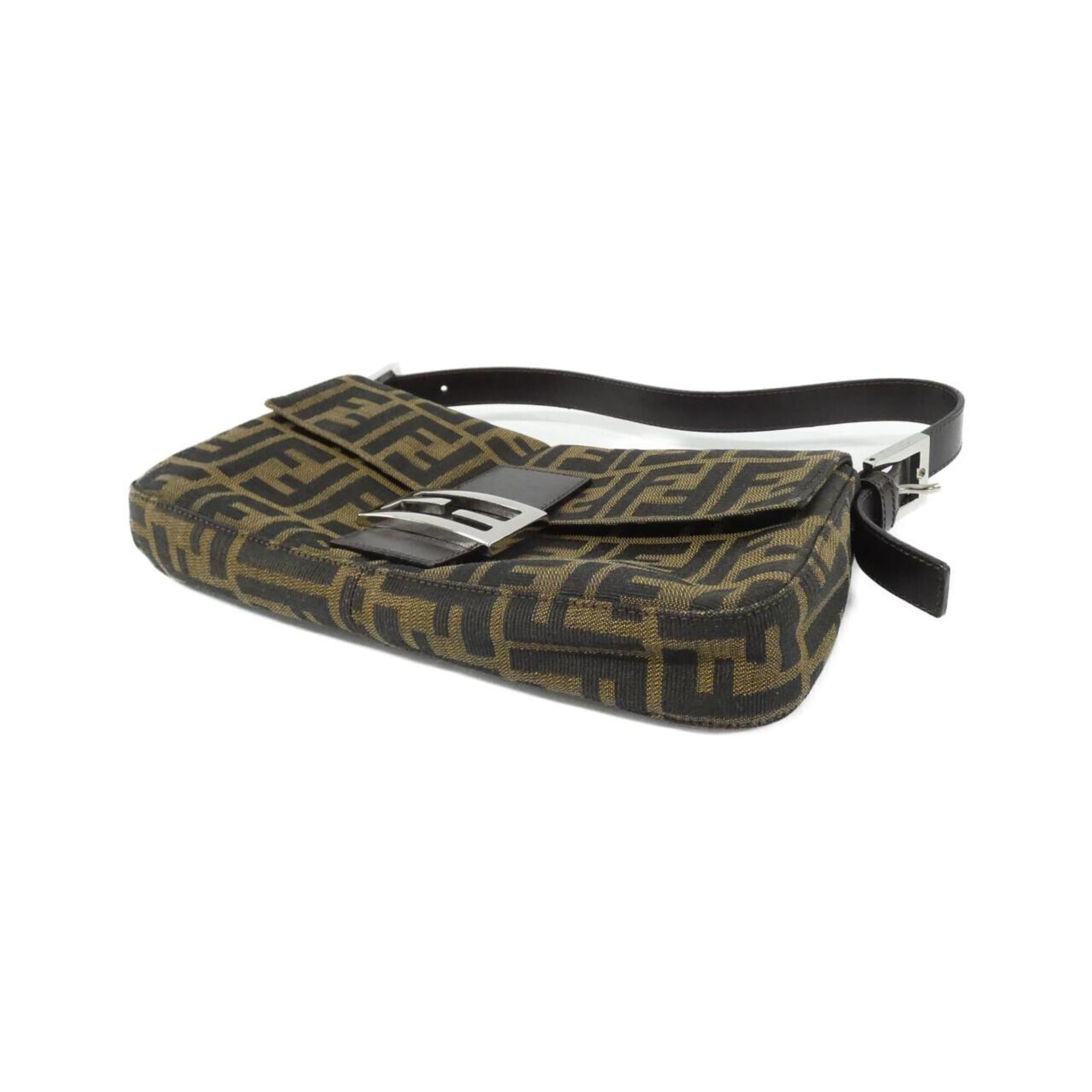 Fendi Baguette Silver Canvas Shoulder Bag (Pre-Owned)