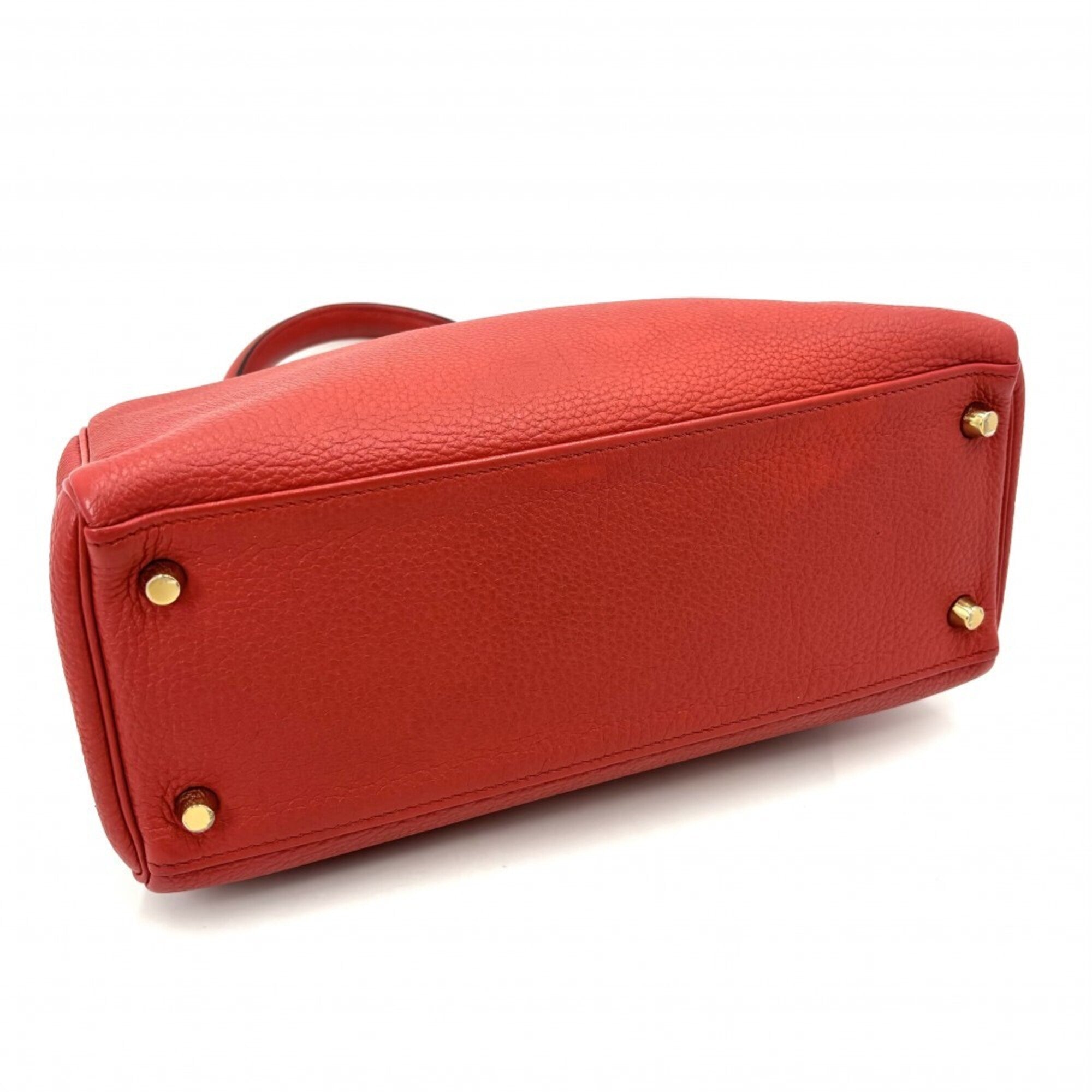 Hermes Orange Red Taurillon Clemence Leather Handbag Shoulder Bag (Pre-Owned)