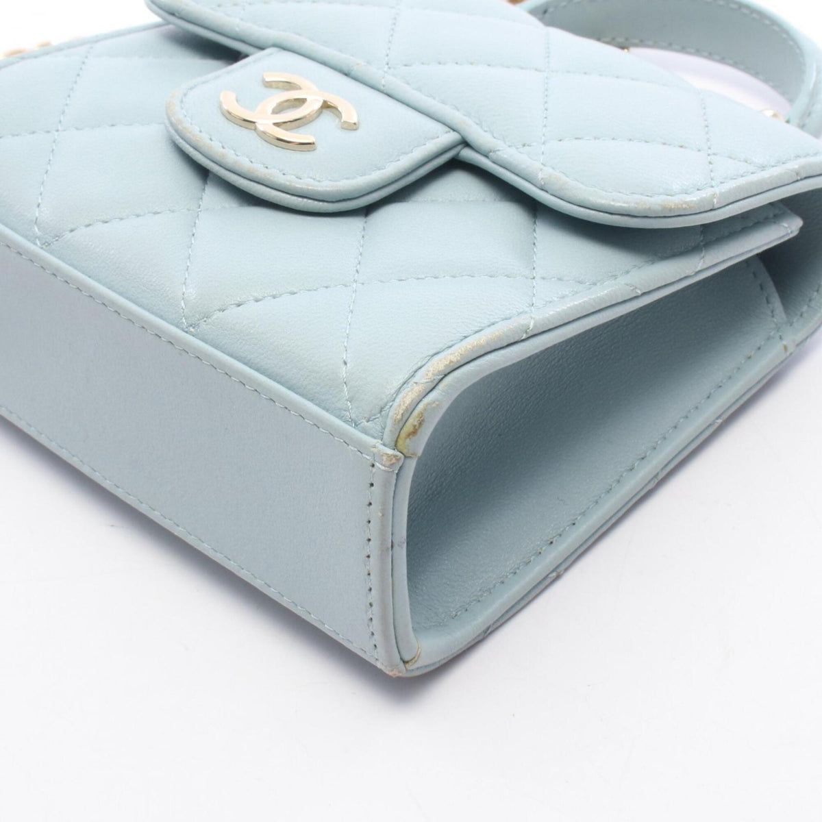 Chanel Blue Leather Handbag Shoulder Bag (Pre-Owned)