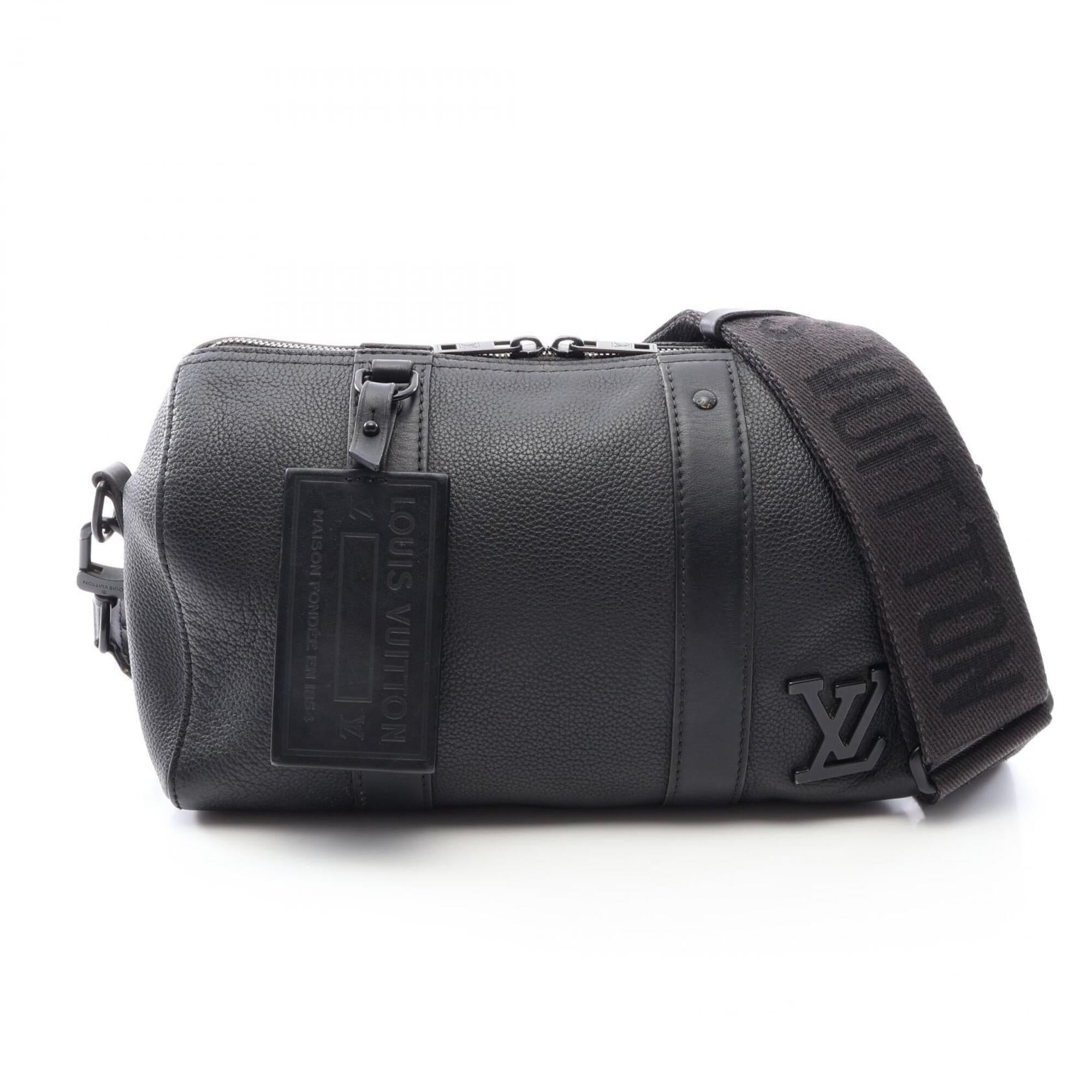 Louis Vuitton Black Leather Handbag Shoulder Bag (Pre-Owned)