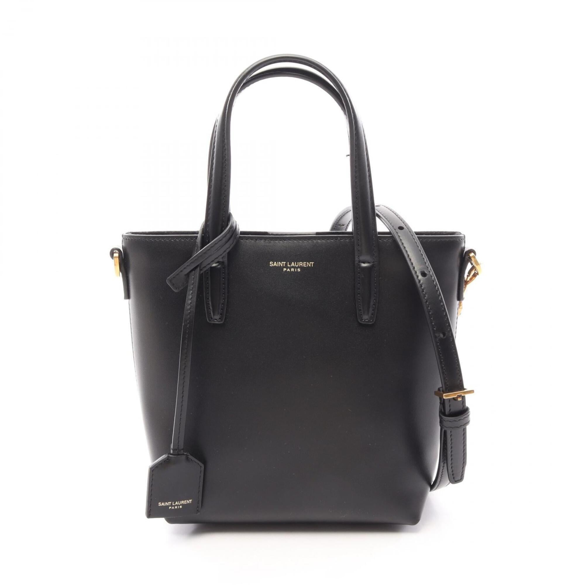 Saint Laurent Black Leather Handbag Shopping Bag (Pre-Owned)