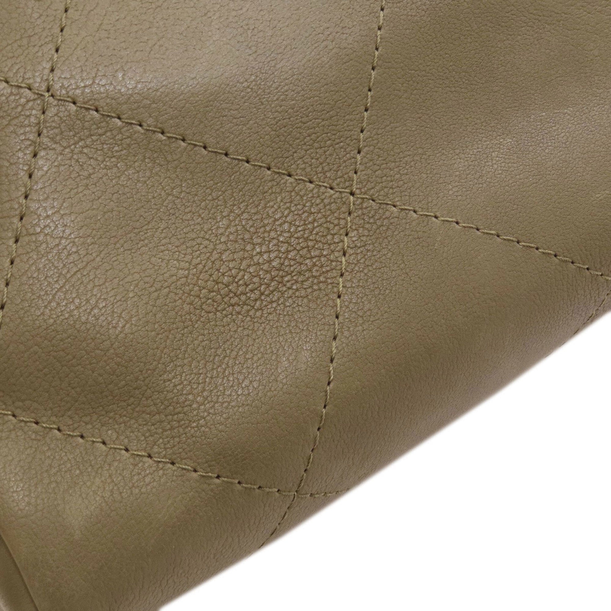 Chanel Khaki Leather Tote Bag (Pre-Owned)