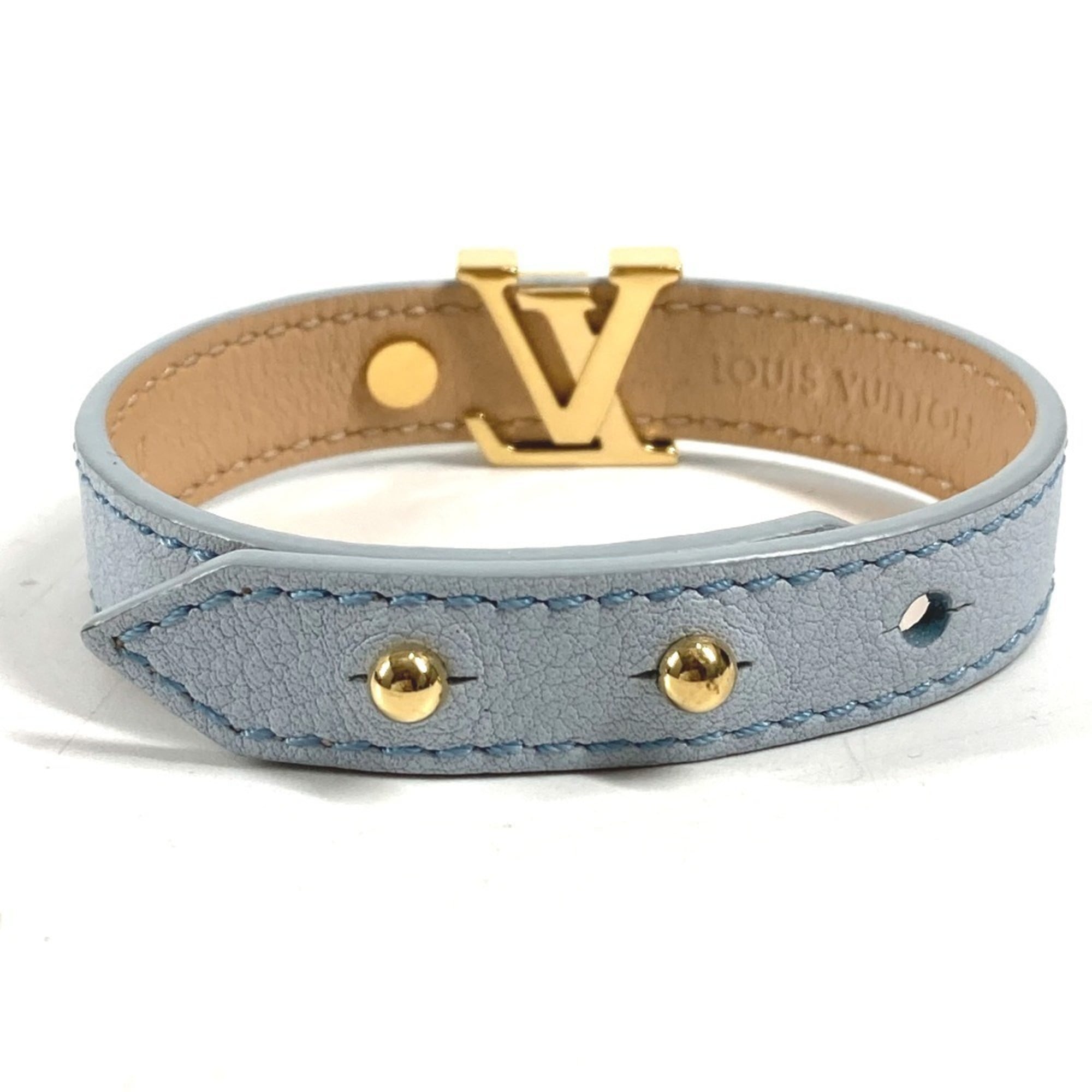 Louis Vuitton Light Blue Leather Charm Bracelet (Pre-Owned)