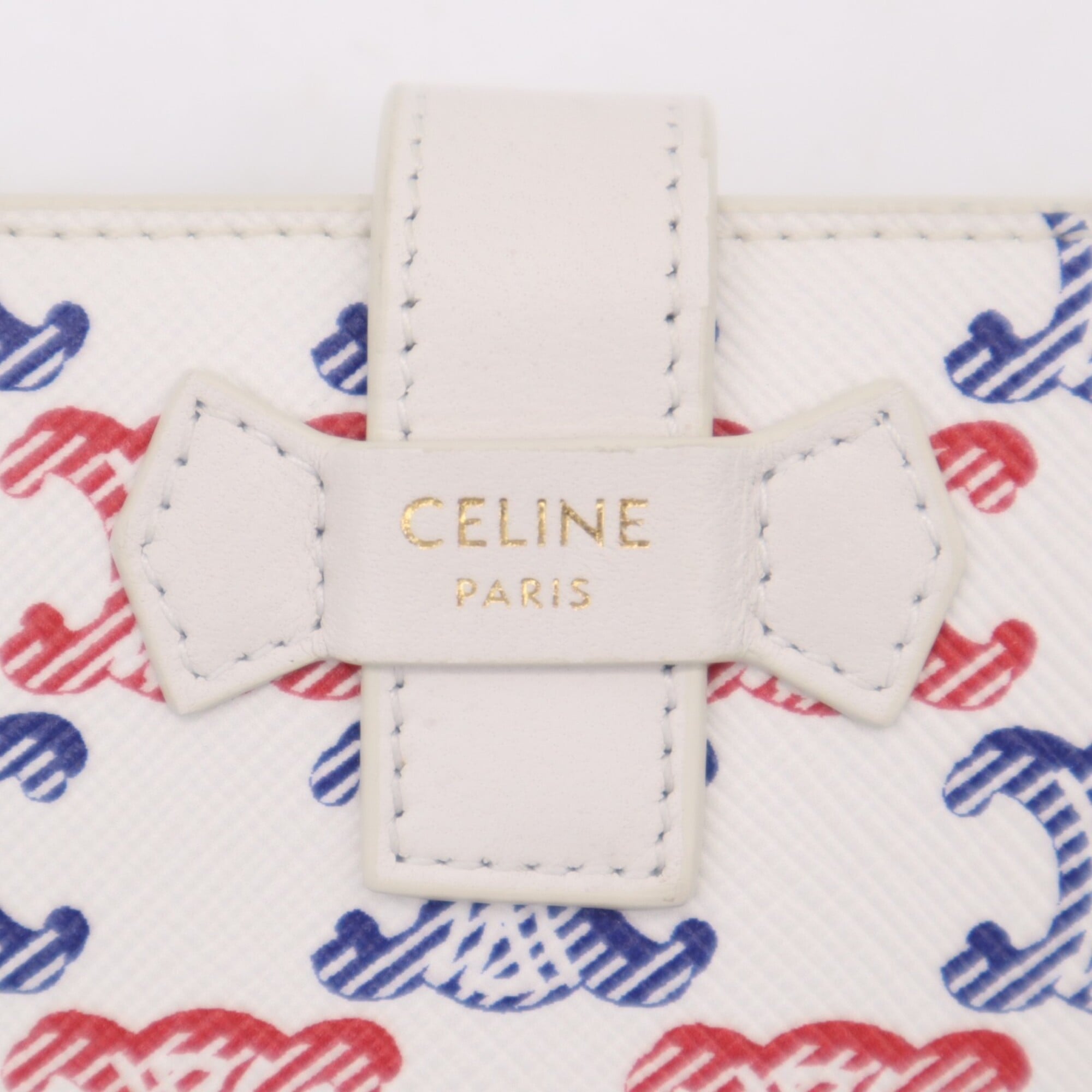 Celine Blue Red Color White Coated Canvas Leather Wallet (Bi-Fold) (Pre-Owned)