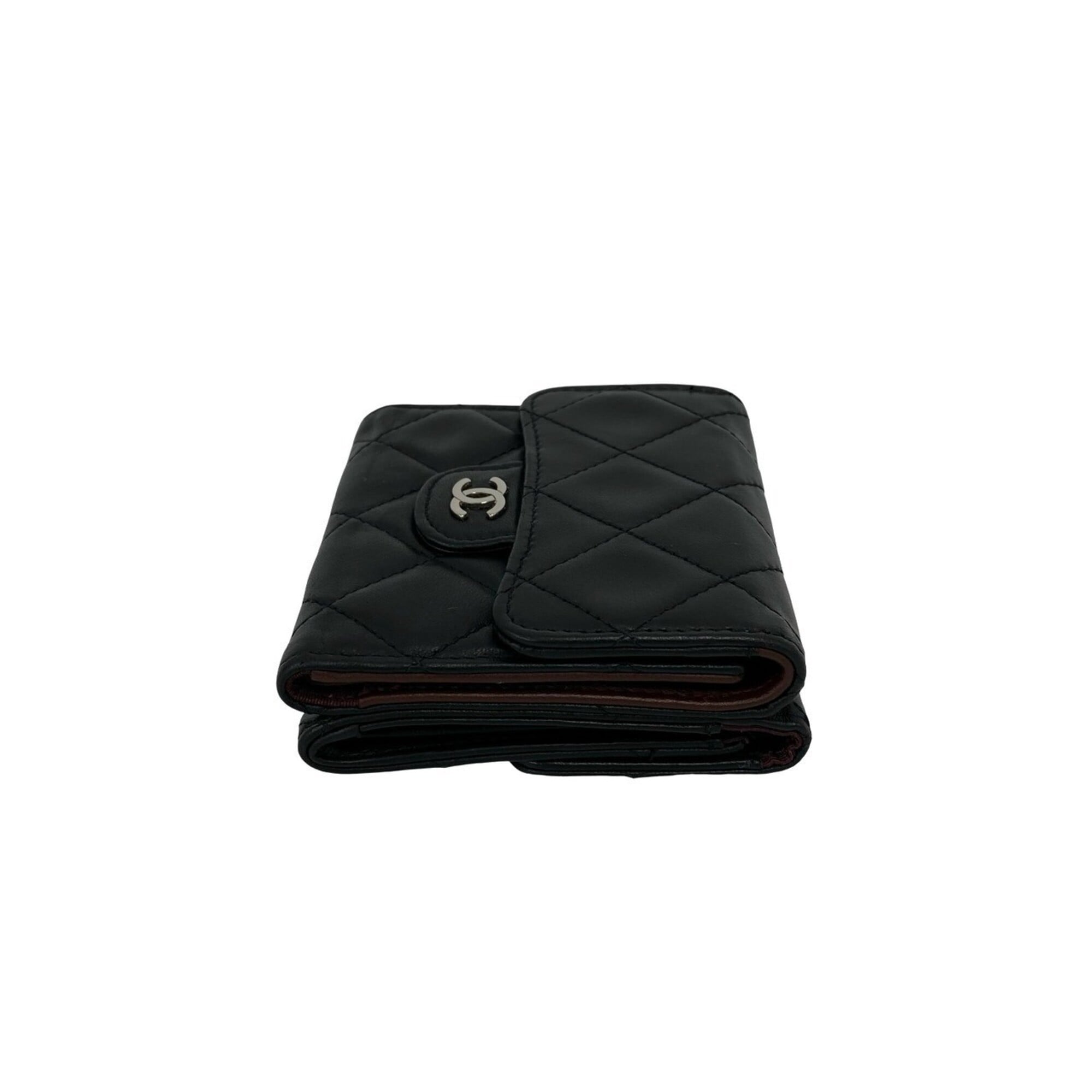 Chanel Black Leather Wallet (Tri-Fold) (Pre-Owned)