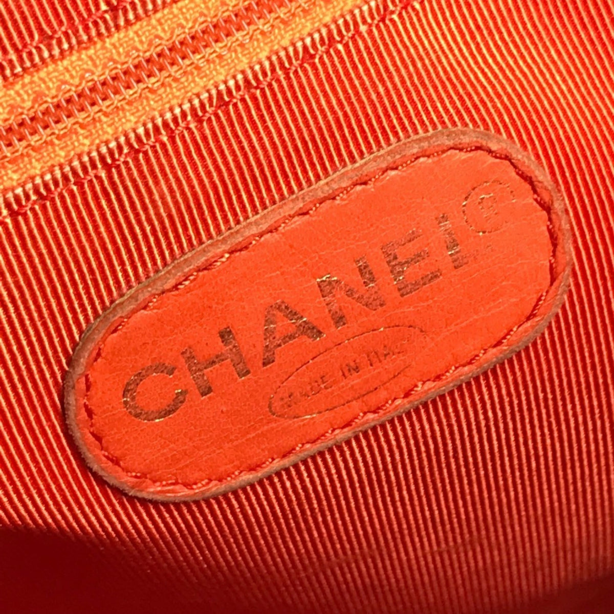 Chanel Orange Grained Calfskin Shoulder Bag Tote Bag (Pre-Owned)