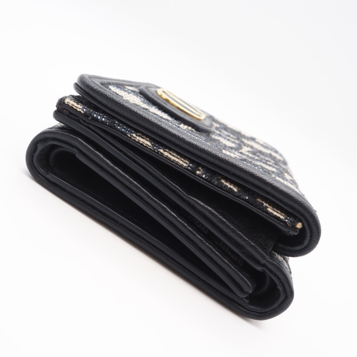 Christian Dior Gray Navy Canvas Wallet (Tri-Fold) (Pre-Owned)