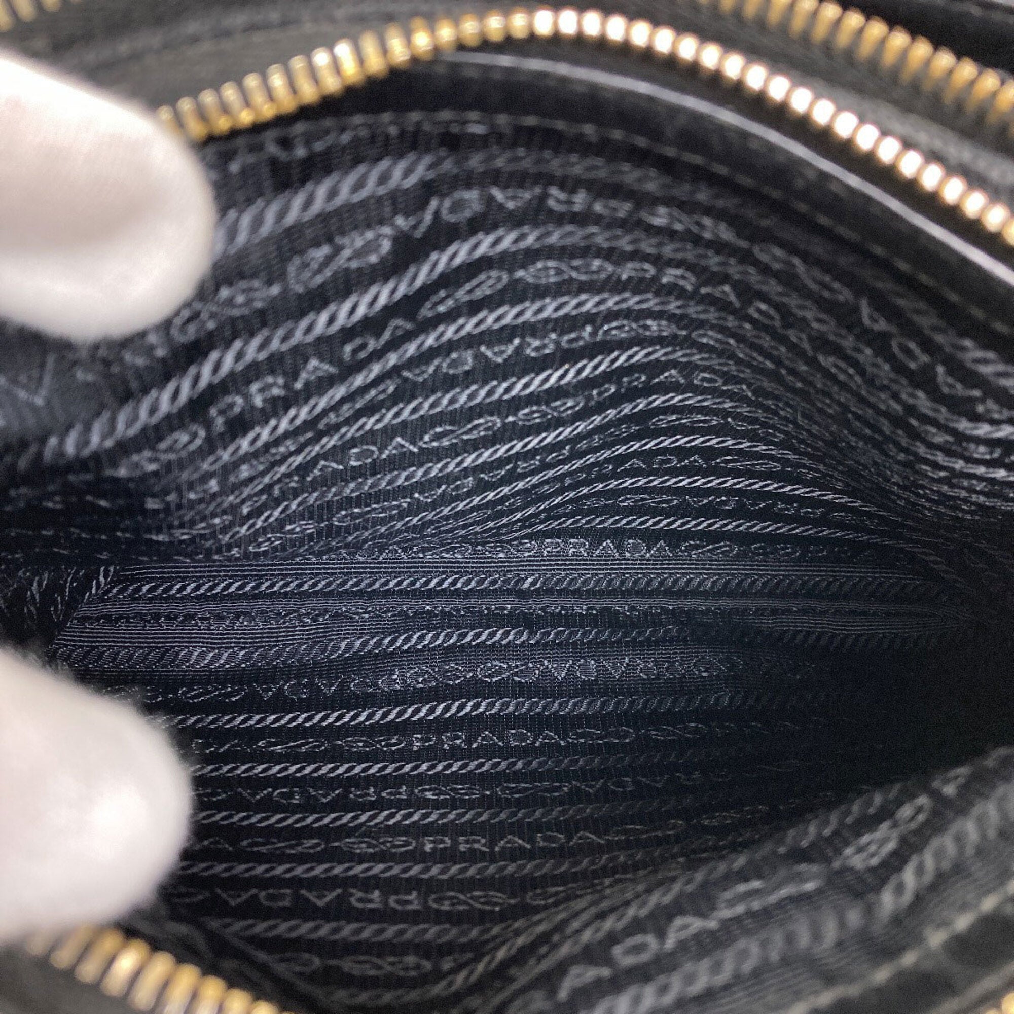Prada Black Canvas Leather Shoulder Bag (Pre-Owned)