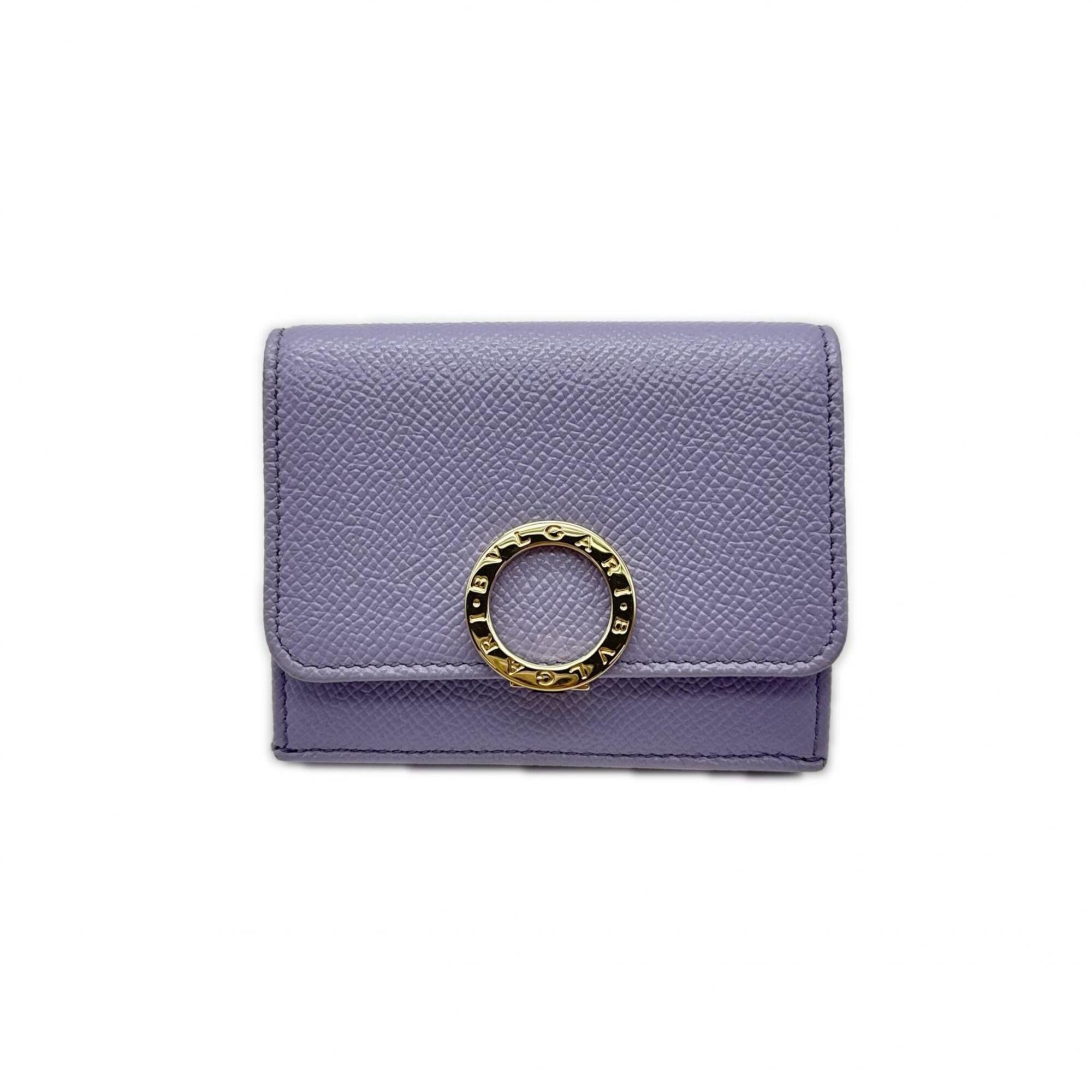 Bvlgari Purple Leather Wallet (Tri-Fold) (Pre-Owned)