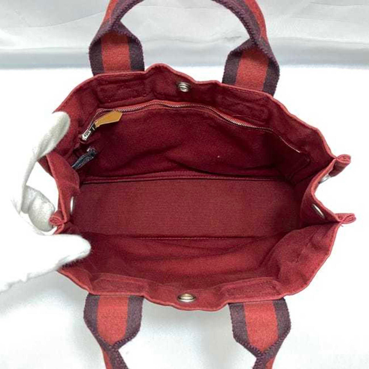 Hermes Red Color Canvas Handbag (Pre-Owned)