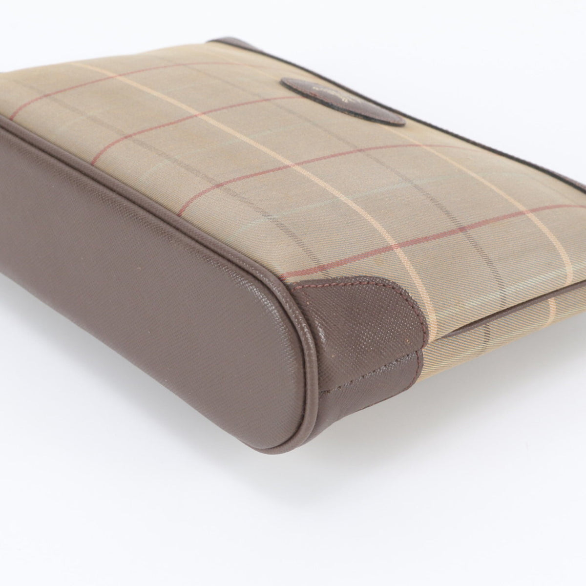 Burberry Brown Leather Canvas Clutch Bag Pouch (Pre-Owned)