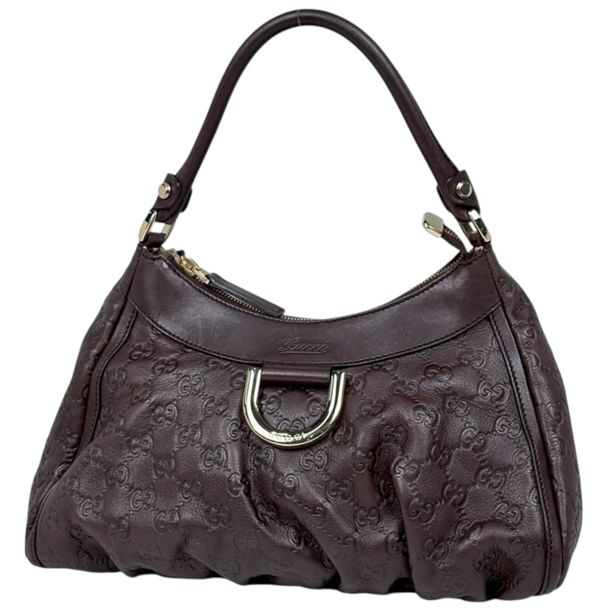 Gucci Dark Brown Leather Shoulder Bag (Pre-Owned)