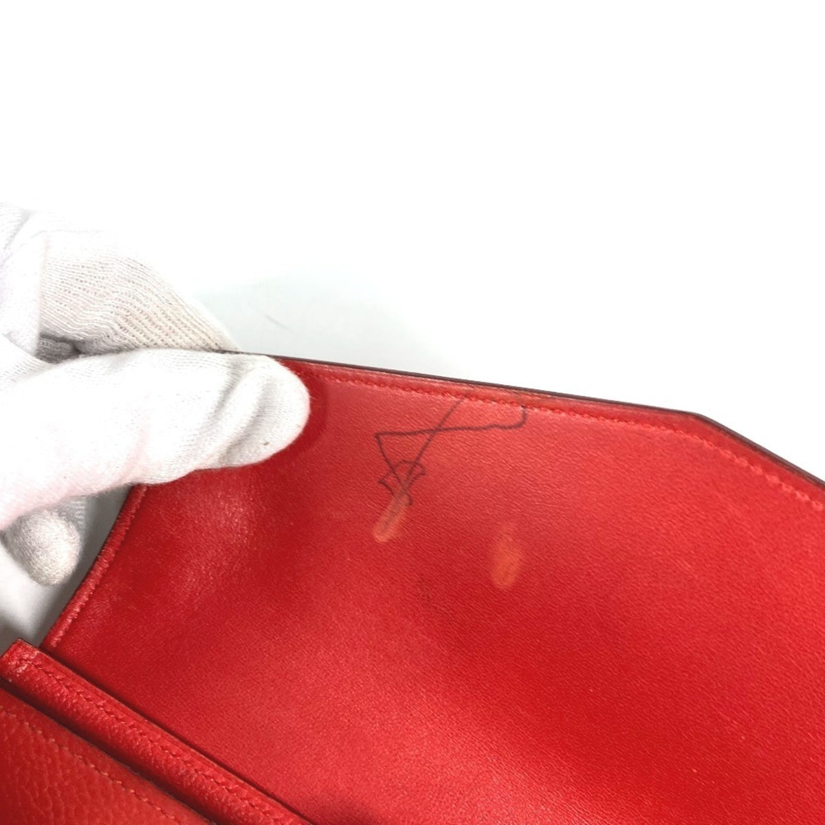 Hermes Red Color Leather Long Wallet (Bi-Fold) (Pre-Owned)