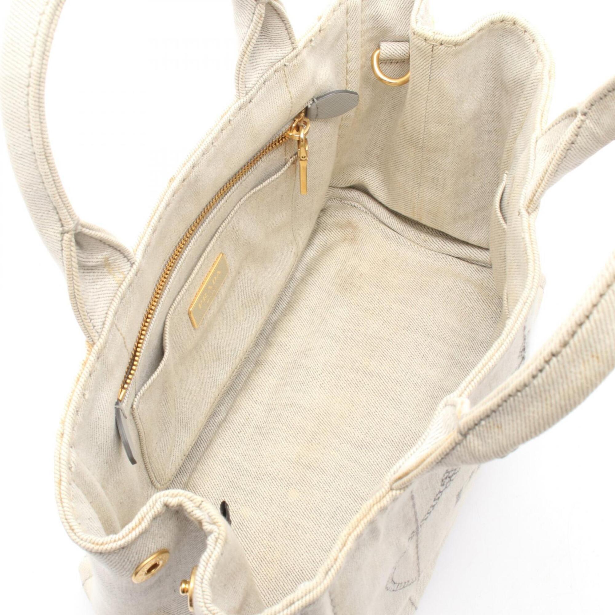 Prada Gray Canvas Handbag Tote Bag (Pre-Owned)