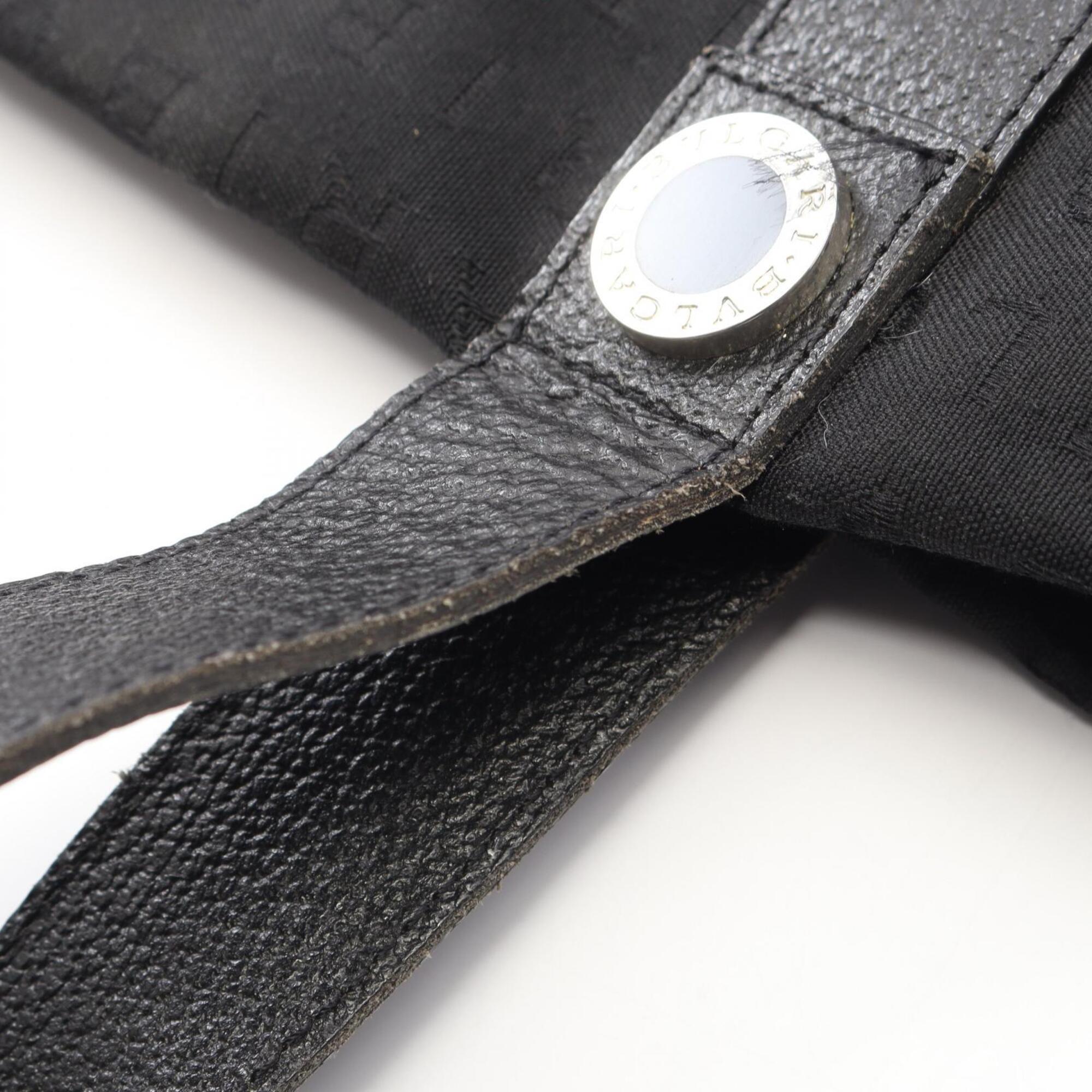 Bvlgari Black Canvas Leather Handbag Pouch (Pre-Owned)