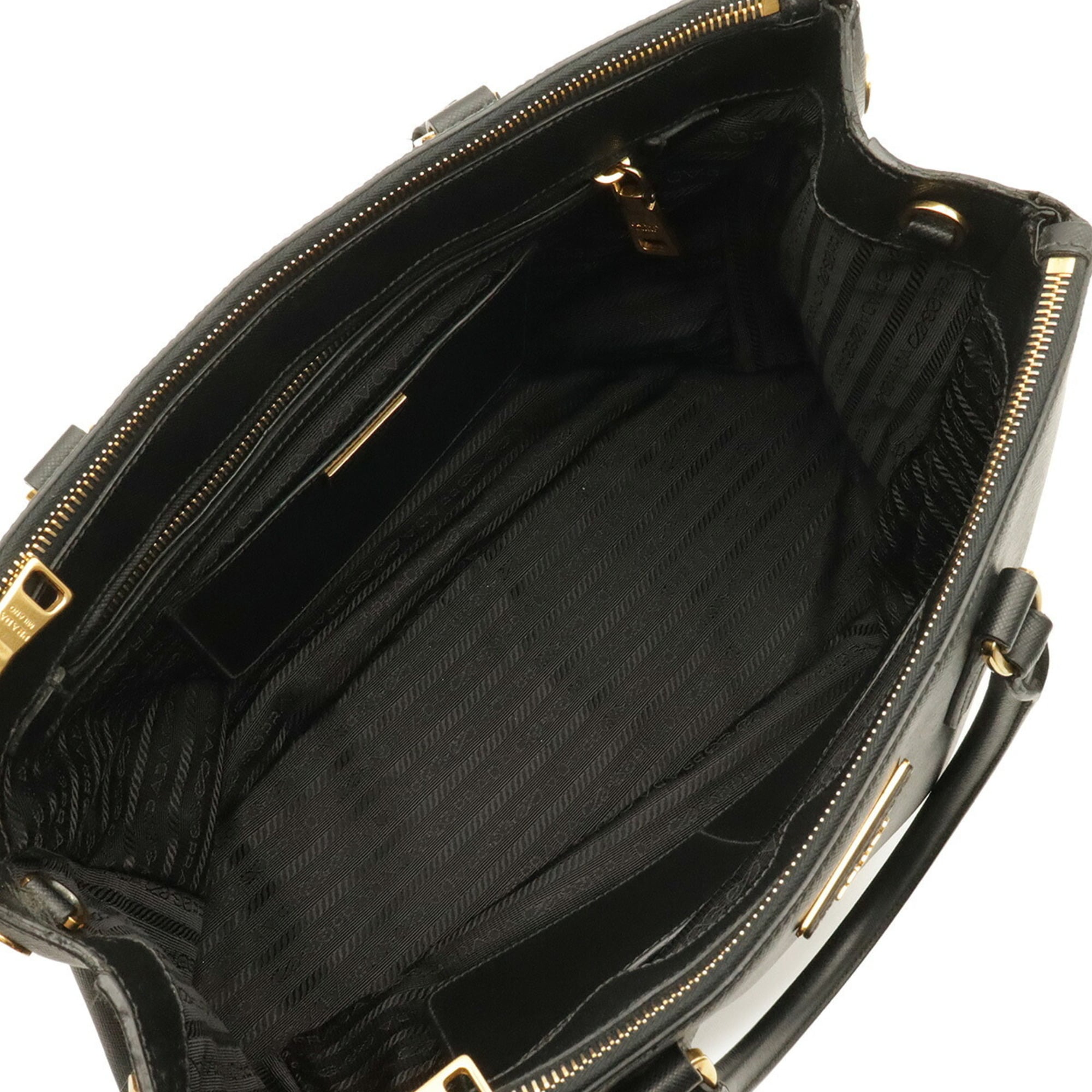 Prada Saffiano Black Nero Leather Handbag Shoulder Bag (Pre-Owned)