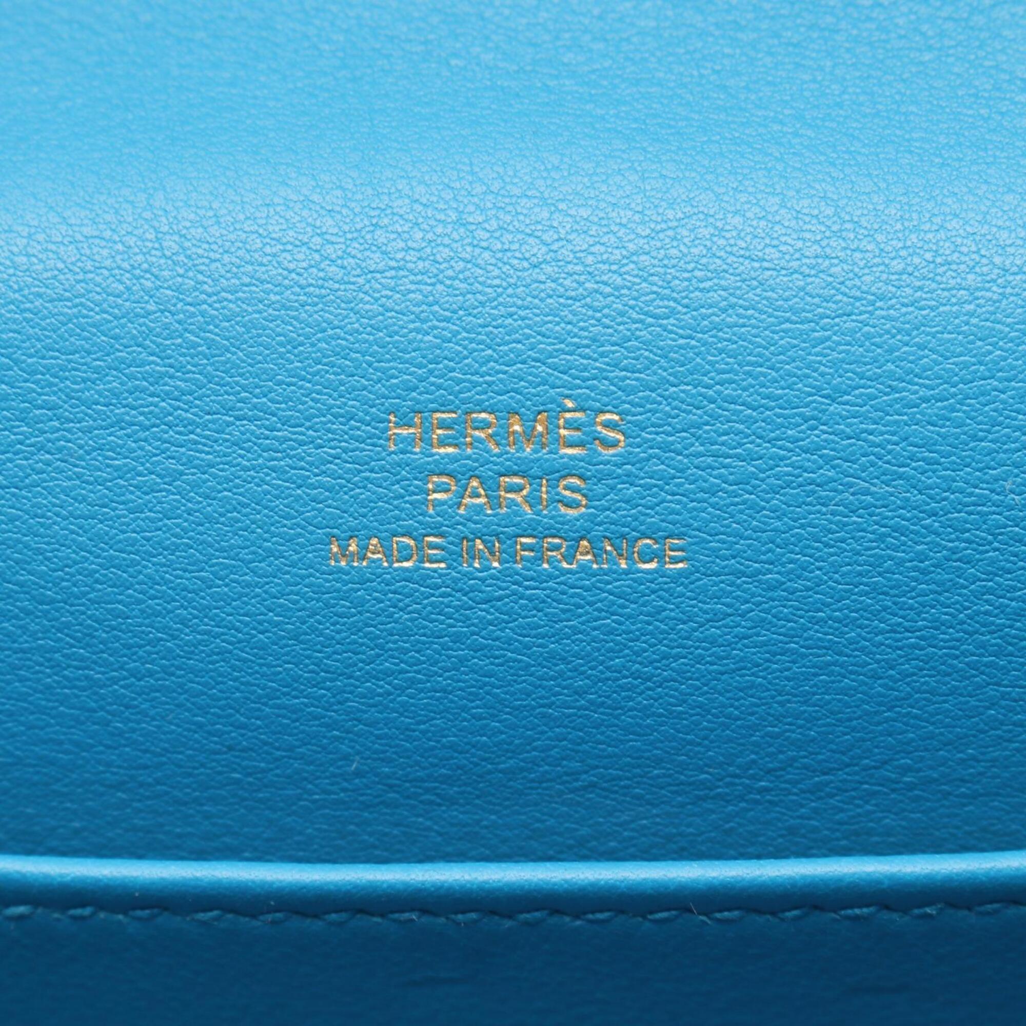 Hermes Blue Swift Leather Handbag Pochette (Pre-Owned)