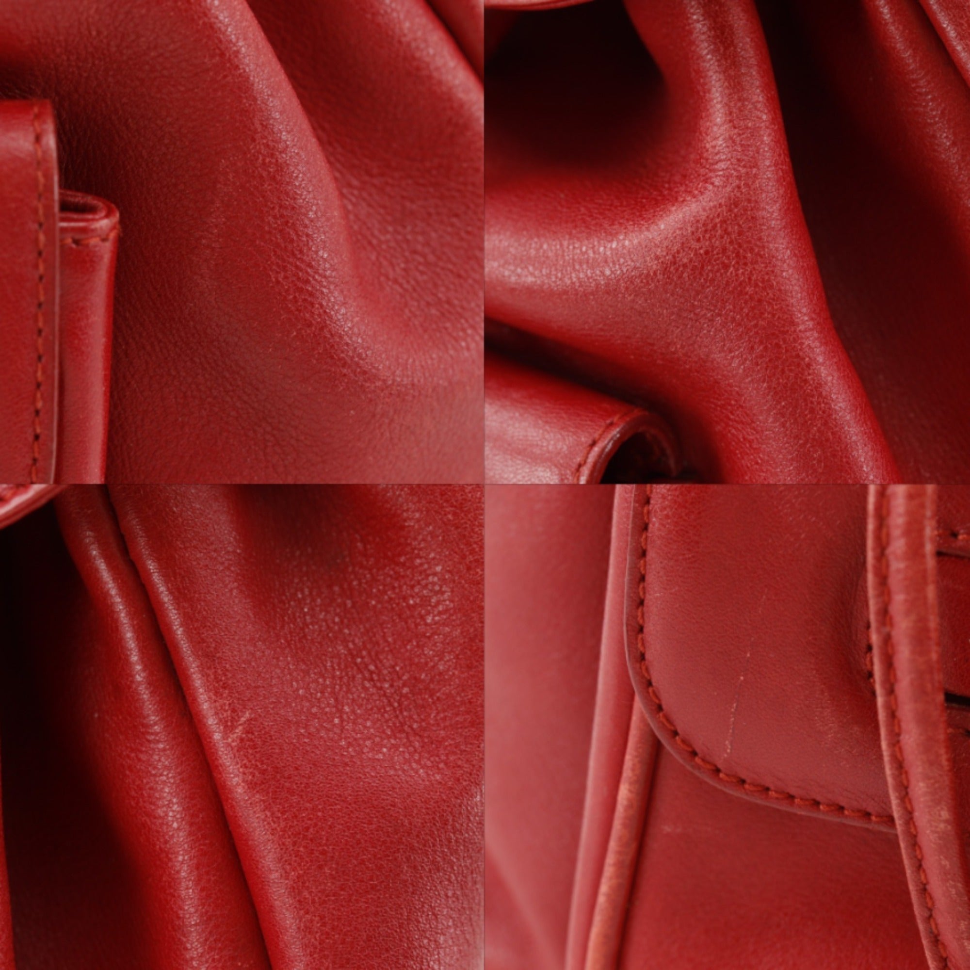Gucci Bamboo Red Color Leather Backpack (Pre-Owned)
