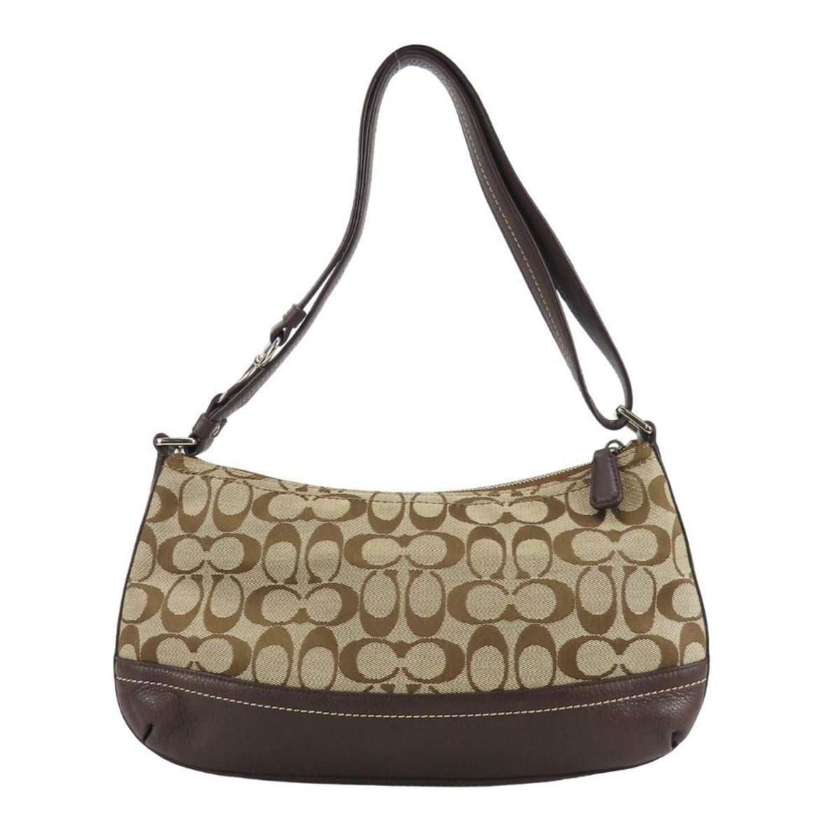 Coach Beige Brown Canvas Leather Shoulder Bag (Pre-Owned)
