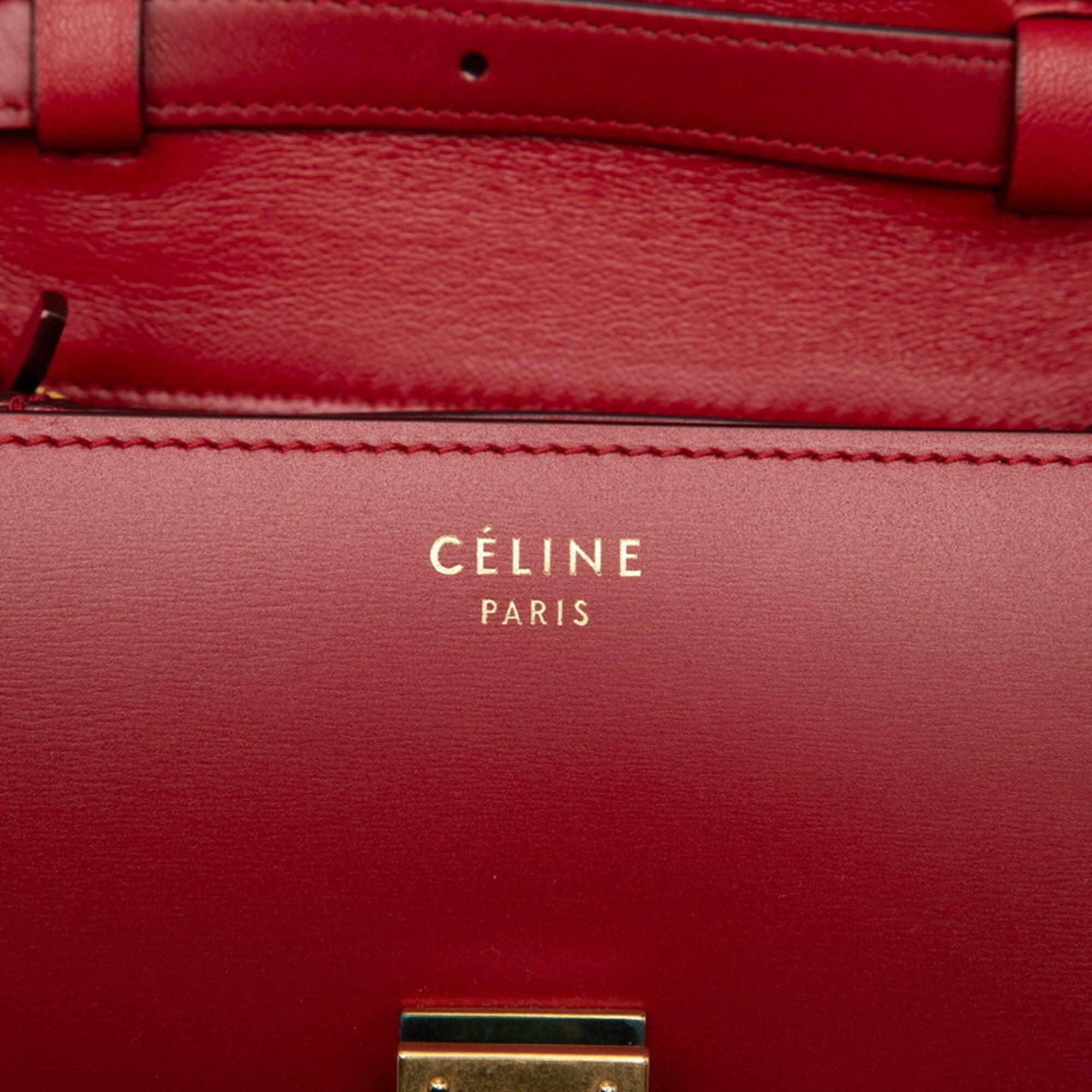 Celine Red Color Leather Shoulder Bag (Pre-Owned)